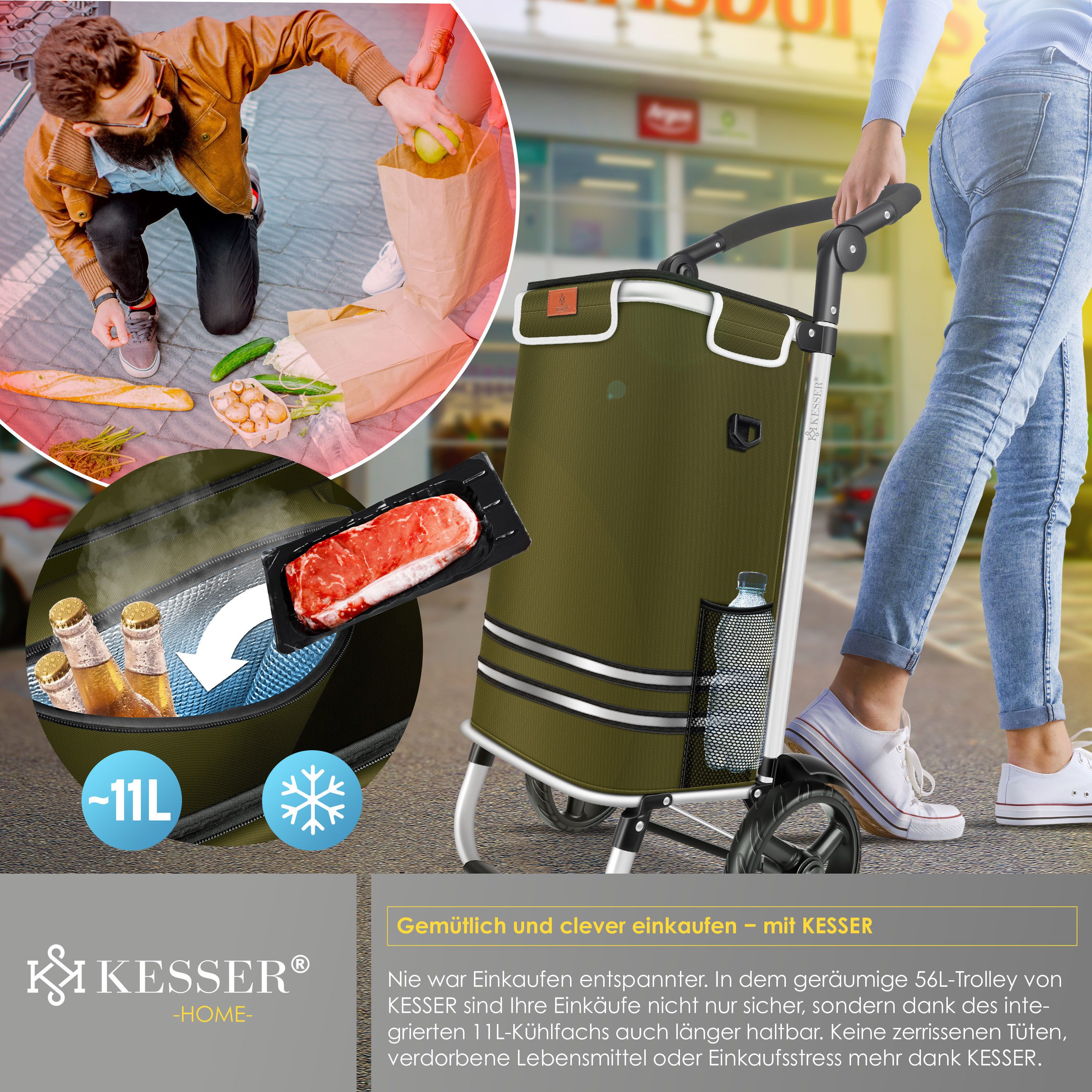 Produktbild von Kesser Einkaufstrolley Mit 56L Kapazität & Belastbar Bis 50kg Für 49,80