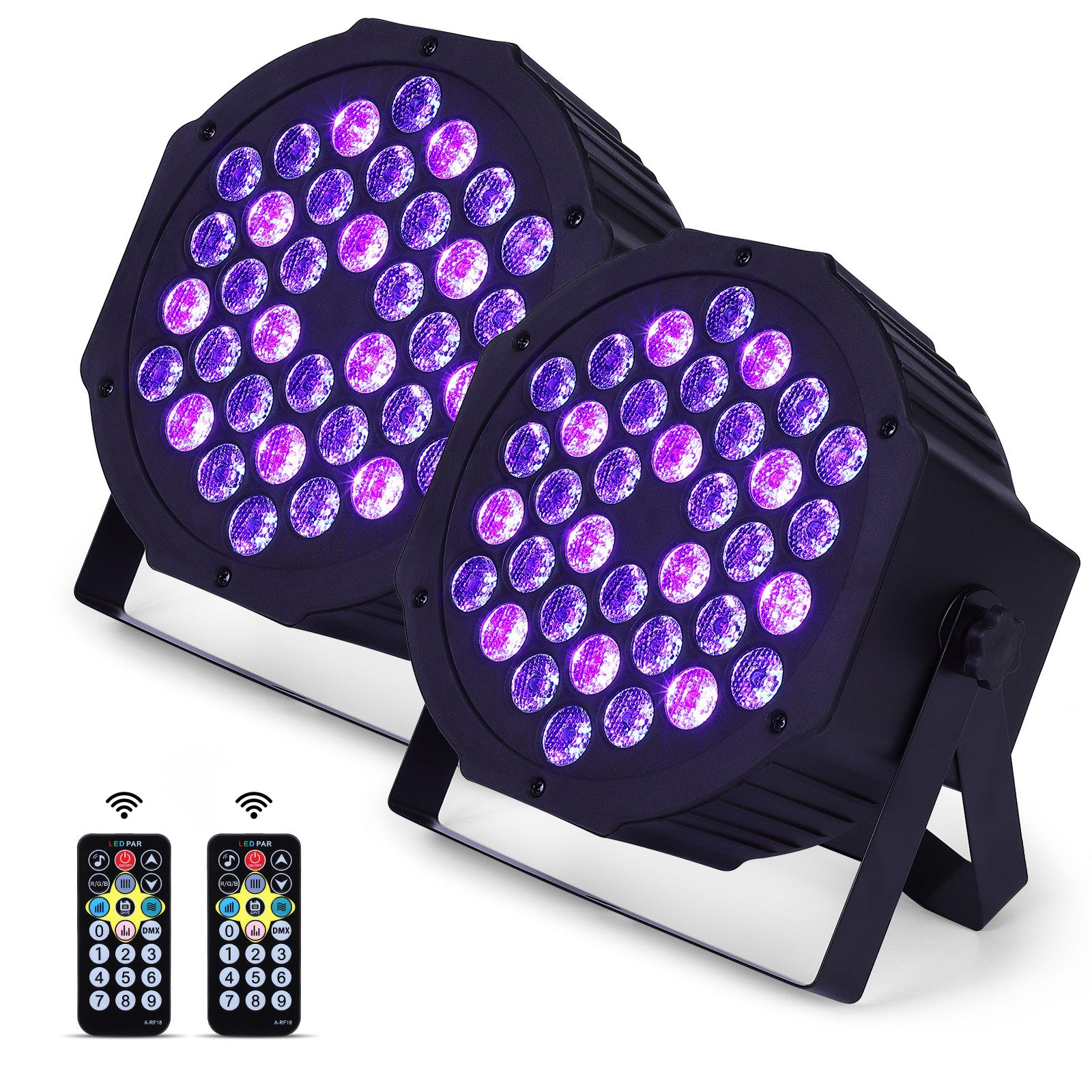 GarveeMore LED Discolicht UV Disco Partylicht mit 36 LEDs, DMX & Soundsteuerung
