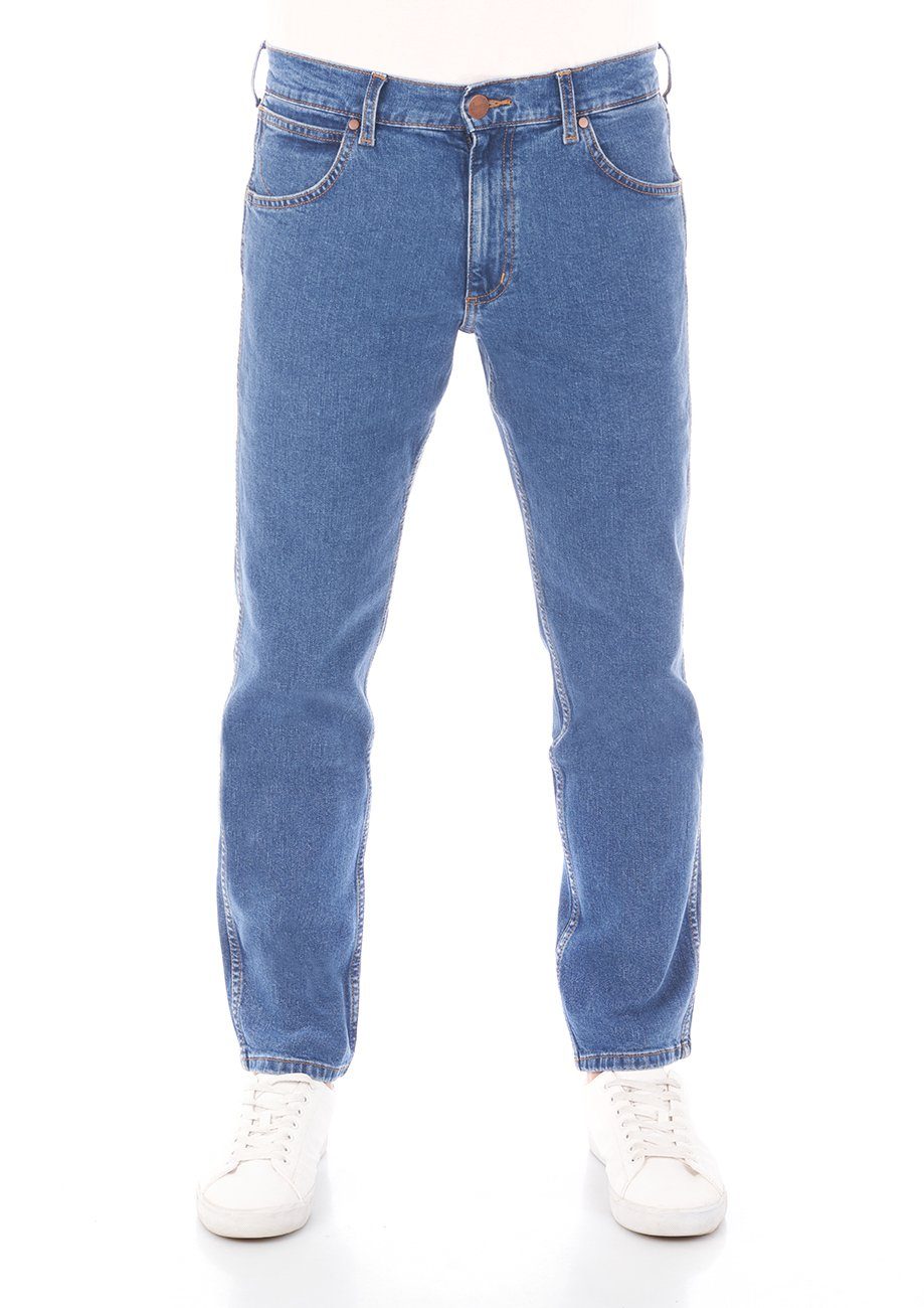 Wrangler Straight-Jeans Herren Jeanshose Greensboro Fit (WSS3HR13N) Tomorrow Hose Denim Blue Stretch mit Regular