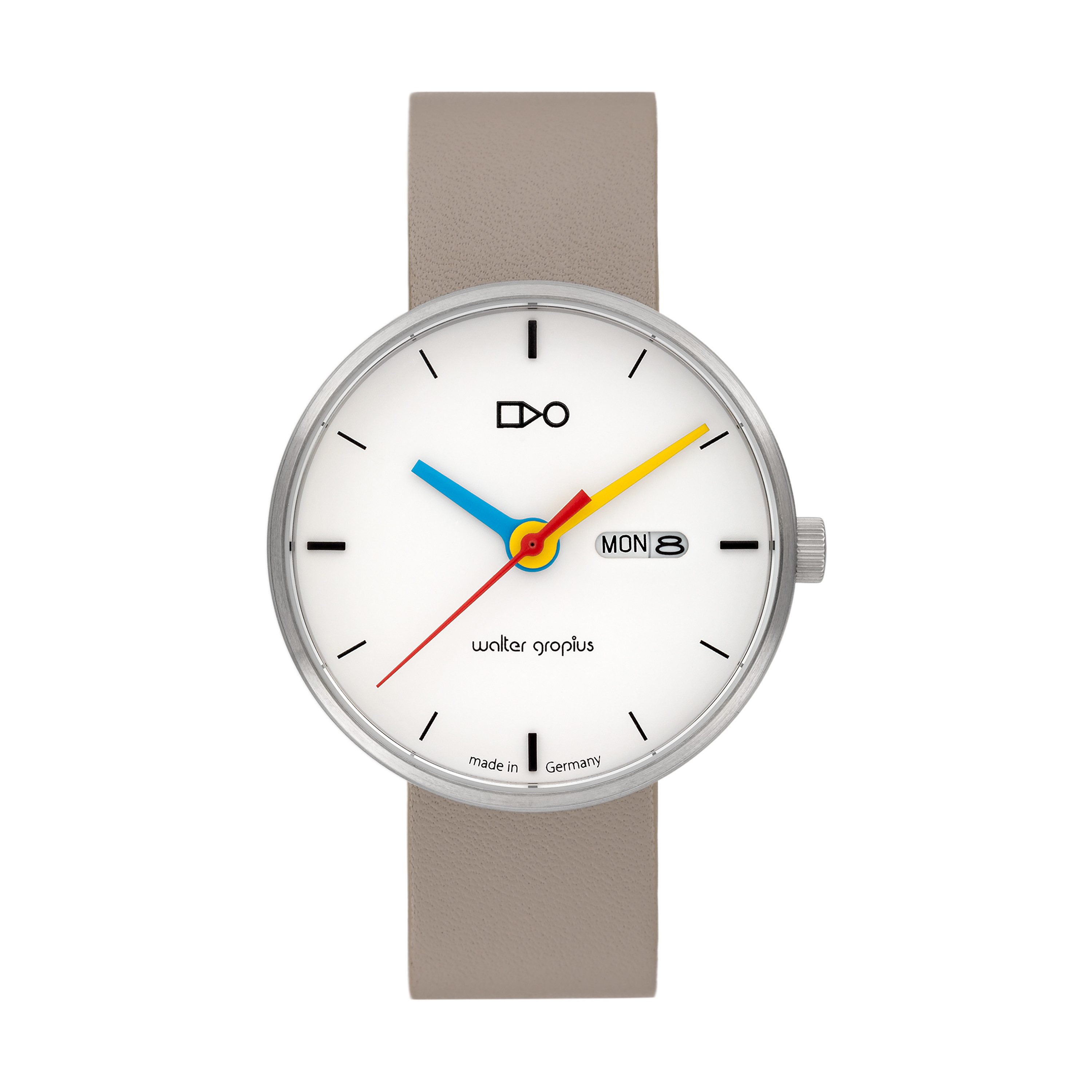 Walter Gropius Quarzuhr Made in Germany, Saphirglas, Forum Simplex - WG 007-03, Designeruhr, Lederarmband mit Easy-Release System, Edelstahlgehäuse