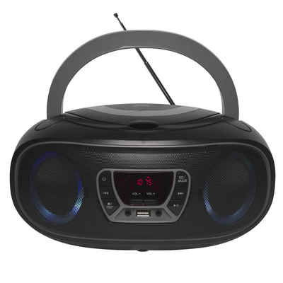 Denver TCL-212BT GREY Audio-System (UKW Radio, Bluetooth, USB, AUX-IN, Kopfhörerausgang und LED Partylicht)