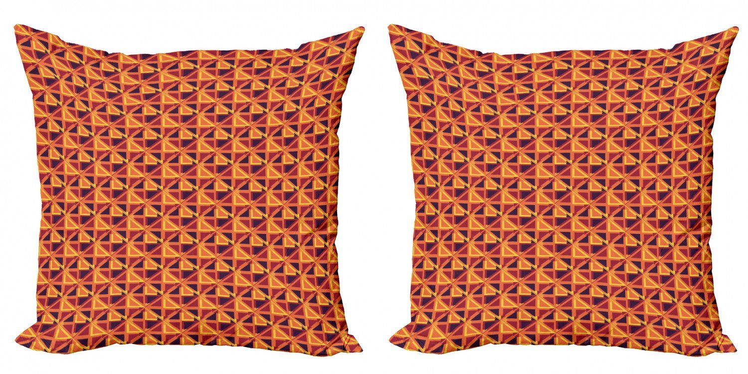 Geometrisch (2 Doppelseitiger Kissenbezüge Warmtonige Triangles Abakuhaus Modern Digitaldruck, Stück), Accent