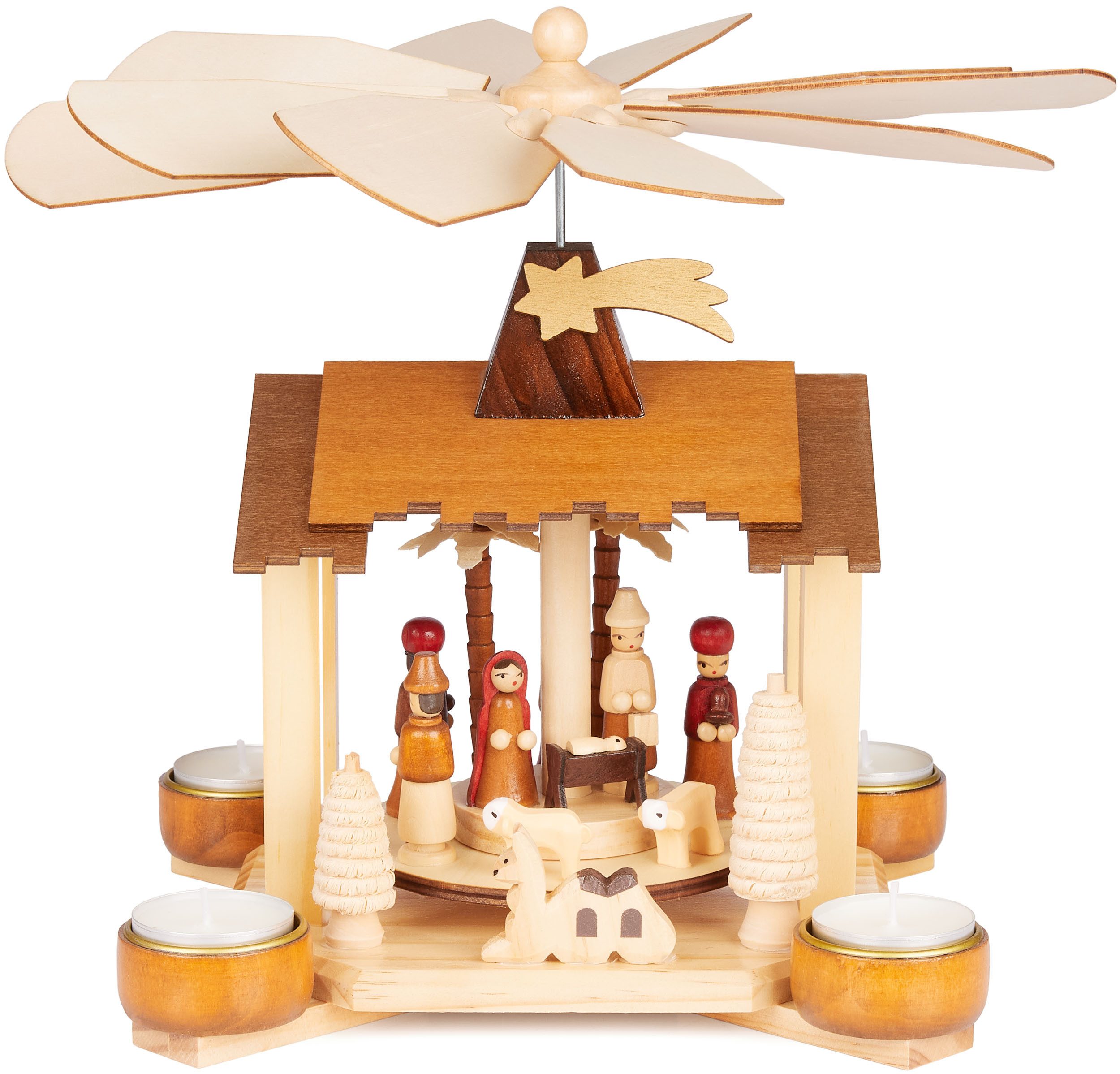BRUBAKER Weihnachtspyramide 28 cm Holzpyramide - Krippe mit Jesus, Maria, J günstig online kaufen