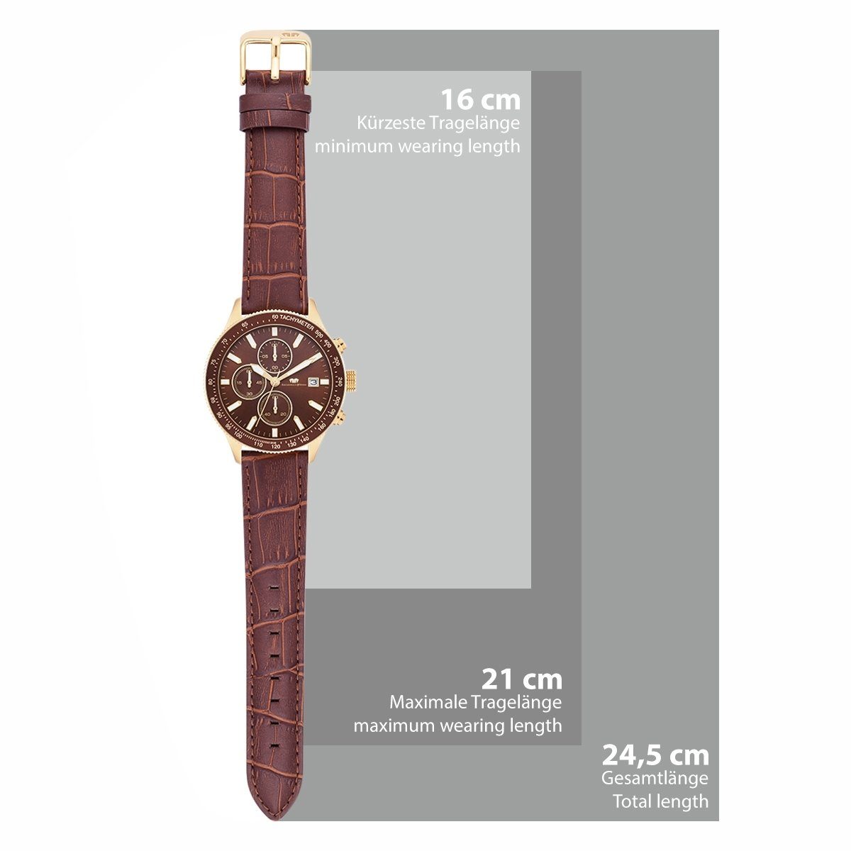 Rhodenwald & Söhne Chronograph Karthago II gelbgold Karthago II, mit Echtleder-Armband