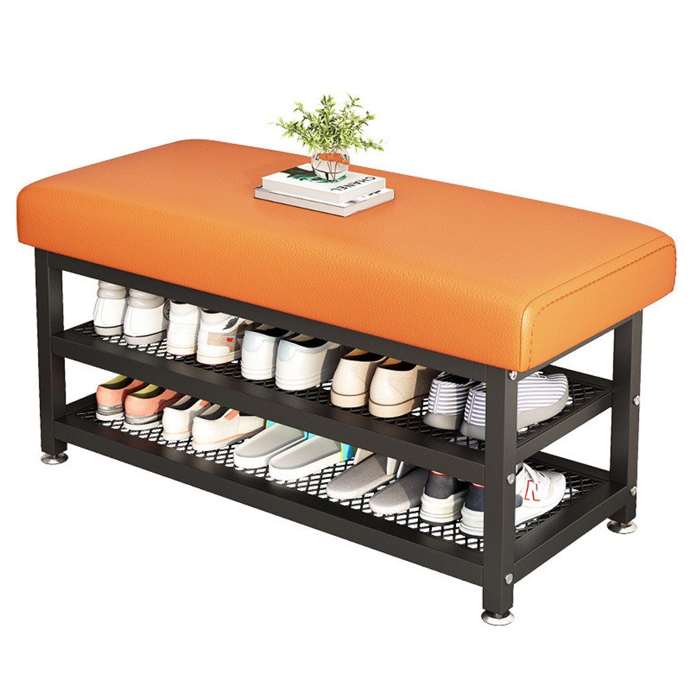 NUODWELL Schuhbank Schuhregal mit Sitzbank, Schuhbank Metall mit 2 ablagen günstig online kaufen
