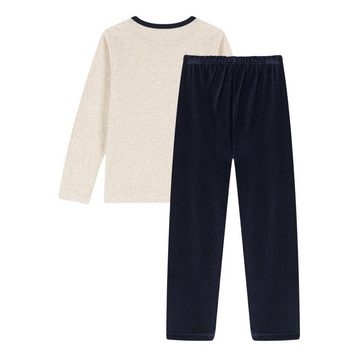 Petit Bateau Schlafanzug Petit Bateau Pyjama Schlafanzug beige blau mit Eichhörnchen