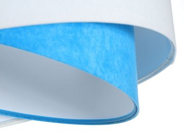 Licht-Erlebnisse Pendelleuchte MARLON, ohne Leuchtmittel, E27 D: 50 cm Weiß Blau Stoff Metall Modern Wohnzimmer