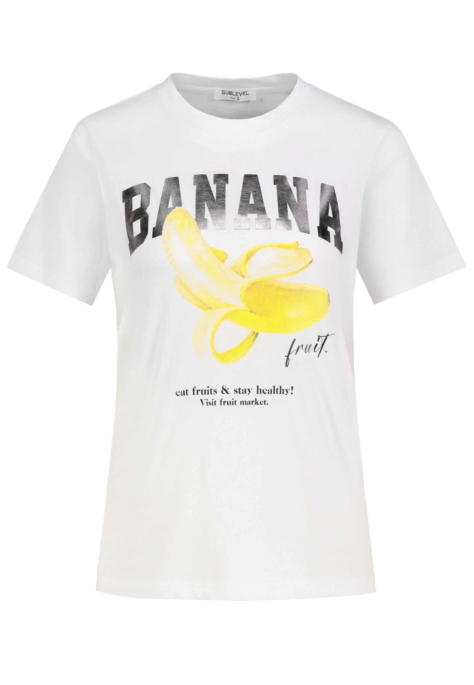 SUBLEVEL T-Shirt Auffälliger Spruchprint Rundhals Kurzarm Stylischer Look (1-tlg) D12022AI02439A_T-shirts