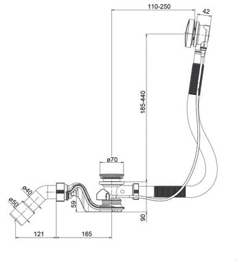 OTTOFOND Einbauwanne Duo, (Set, 4-tlg), 180x80 cm, mit Fußgestell, Ablaufgarnitur und Fugendichtband