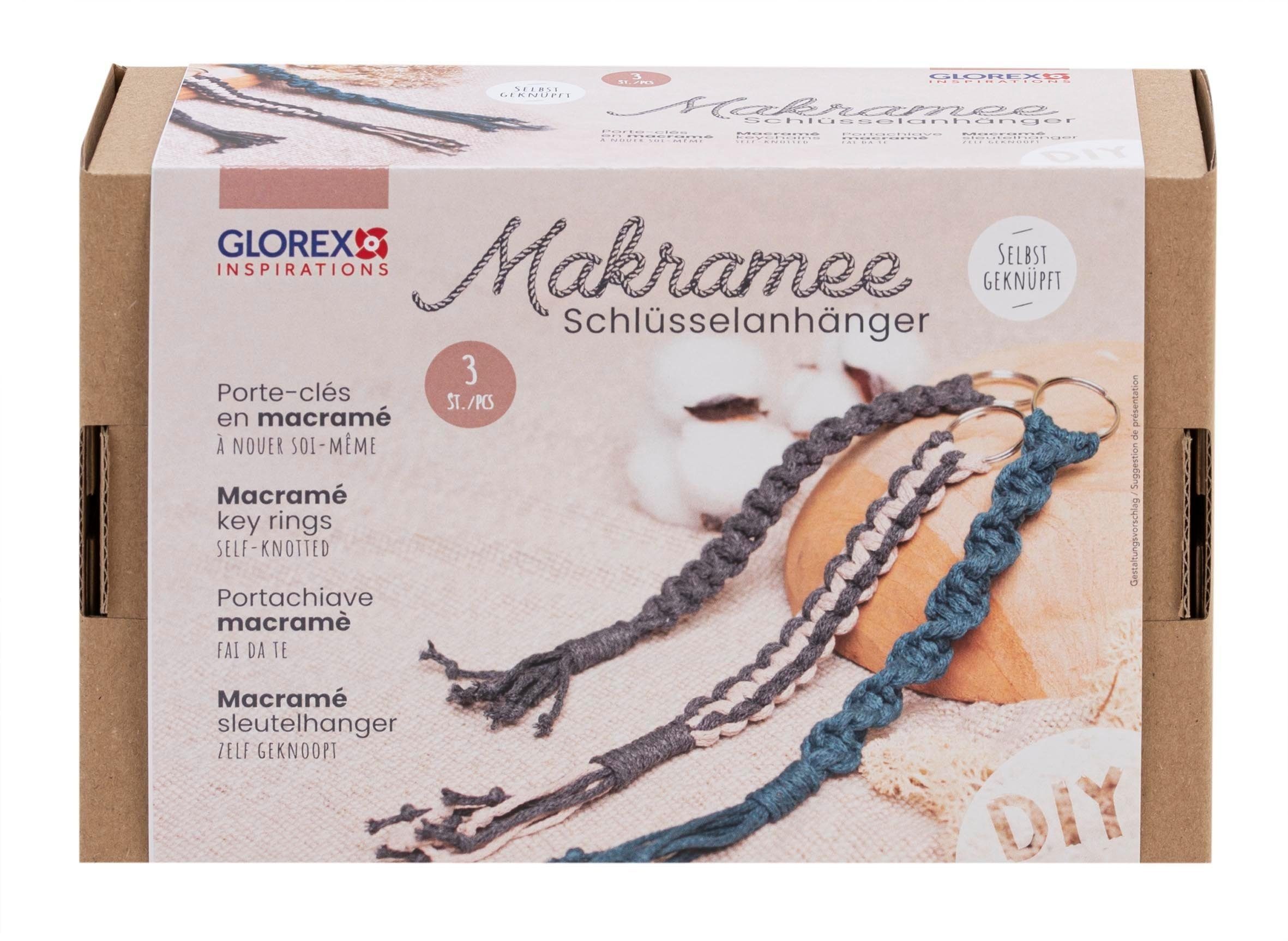 Glorex Kreativset Makramee-Set Schlüsselanhänger, (6-tlg), 6 Teile