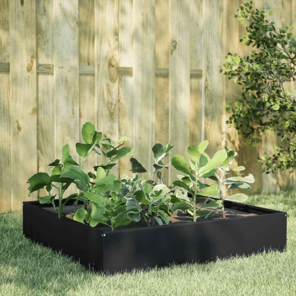 vidaXL Hochbeet Hochbeet Schwarz 100x100x33,5 cm Stahl (1 St)