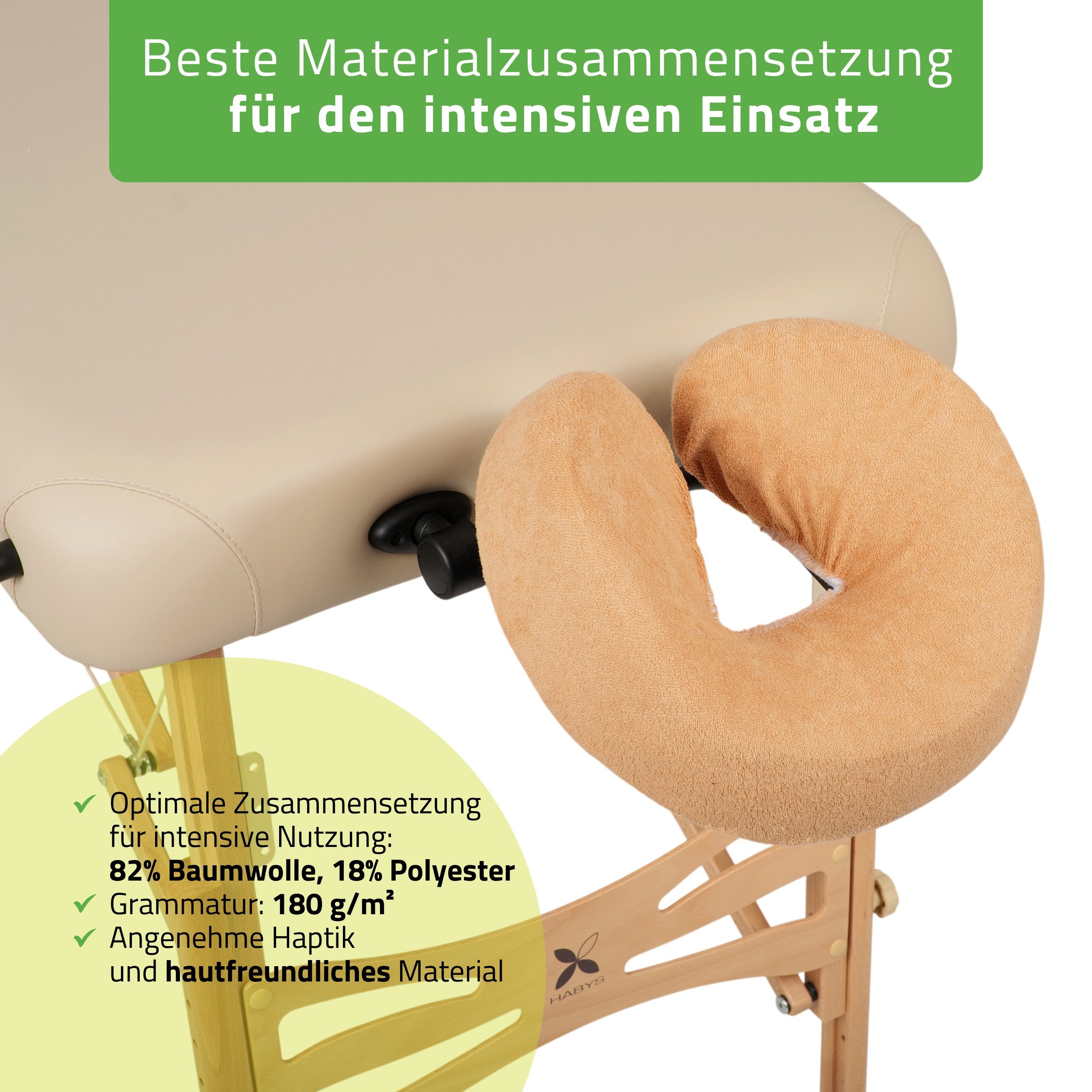 Habys Massageliege Frottee Kopfstützenbezug mit Gummizug Spannbezug Beige