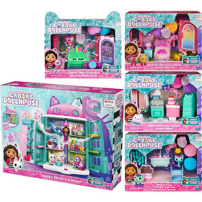 Spin Master Spielfigur 0414-2035-36-37-0915 Gabby's Dollhouse 5er Set Puppenhaus + 4 Zimmer