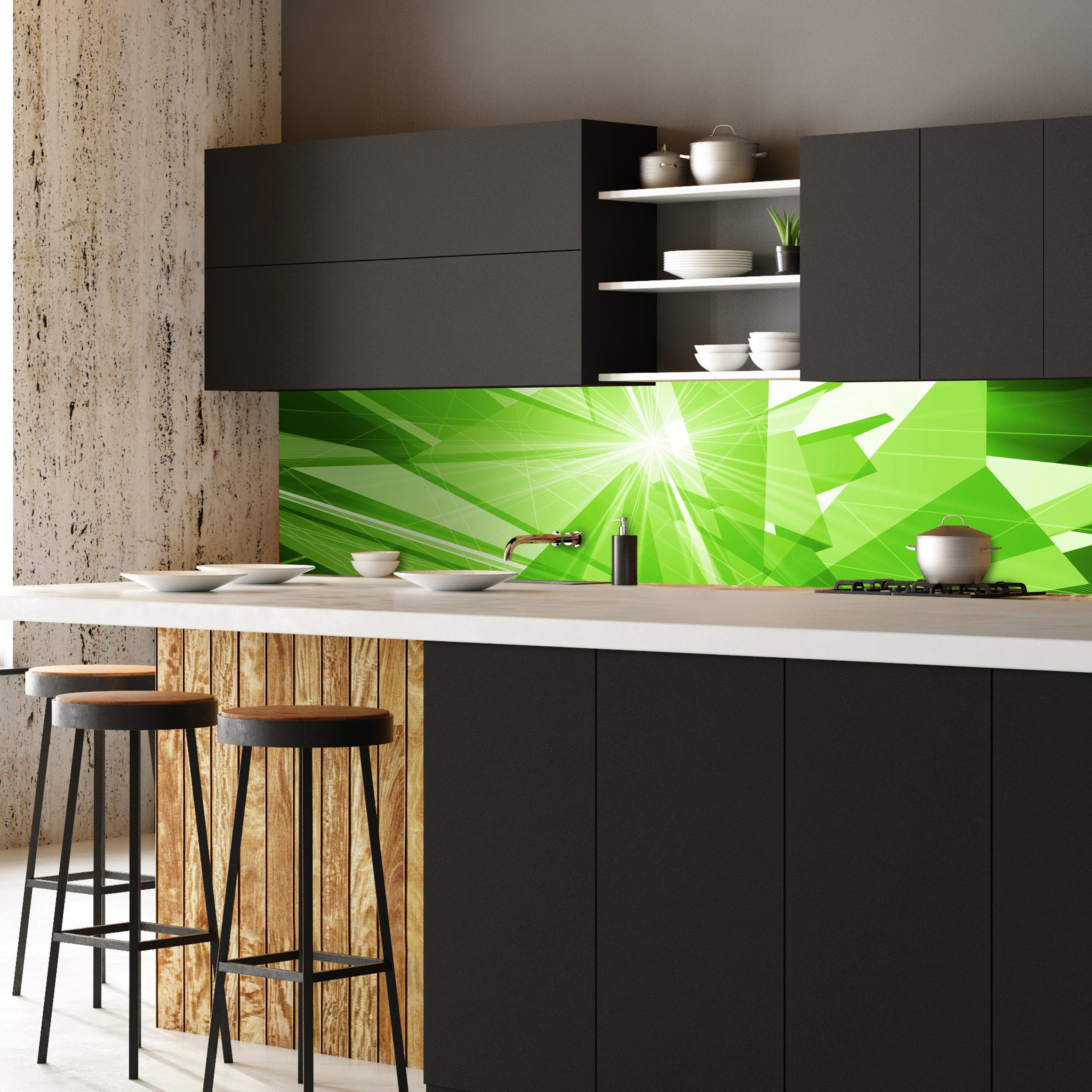 versch. Größen Premium Küchenrückwand Dynamik, Nischenrückwand wandmotiv24 in Grüne Hartschaum (1-tlg),