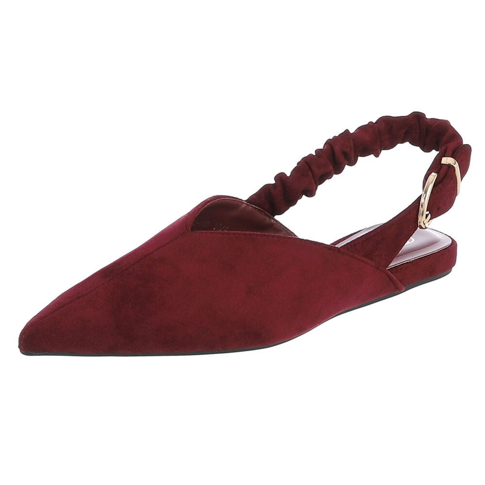 Ital-Design Damen Slingback Schuh flach mit Metallschnalle Schnürpumps (92078981) Flach Schnür- & Riemchenpumps in Weinrot