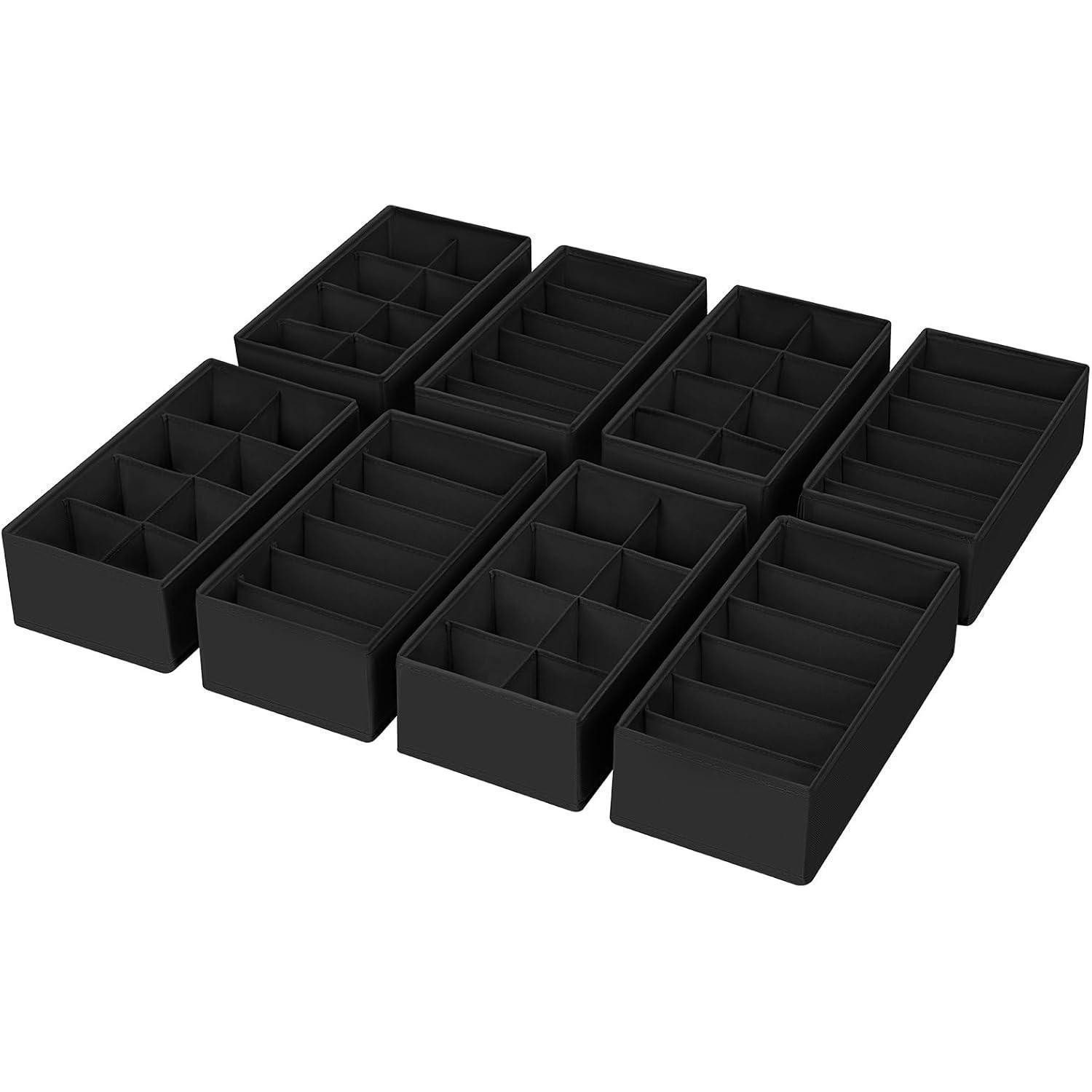 LuxusKollektion Schubladeneinsatz Schubladen Organizer Pax 30x15x9cm Kleiderschrank 8 Stück Schwarz