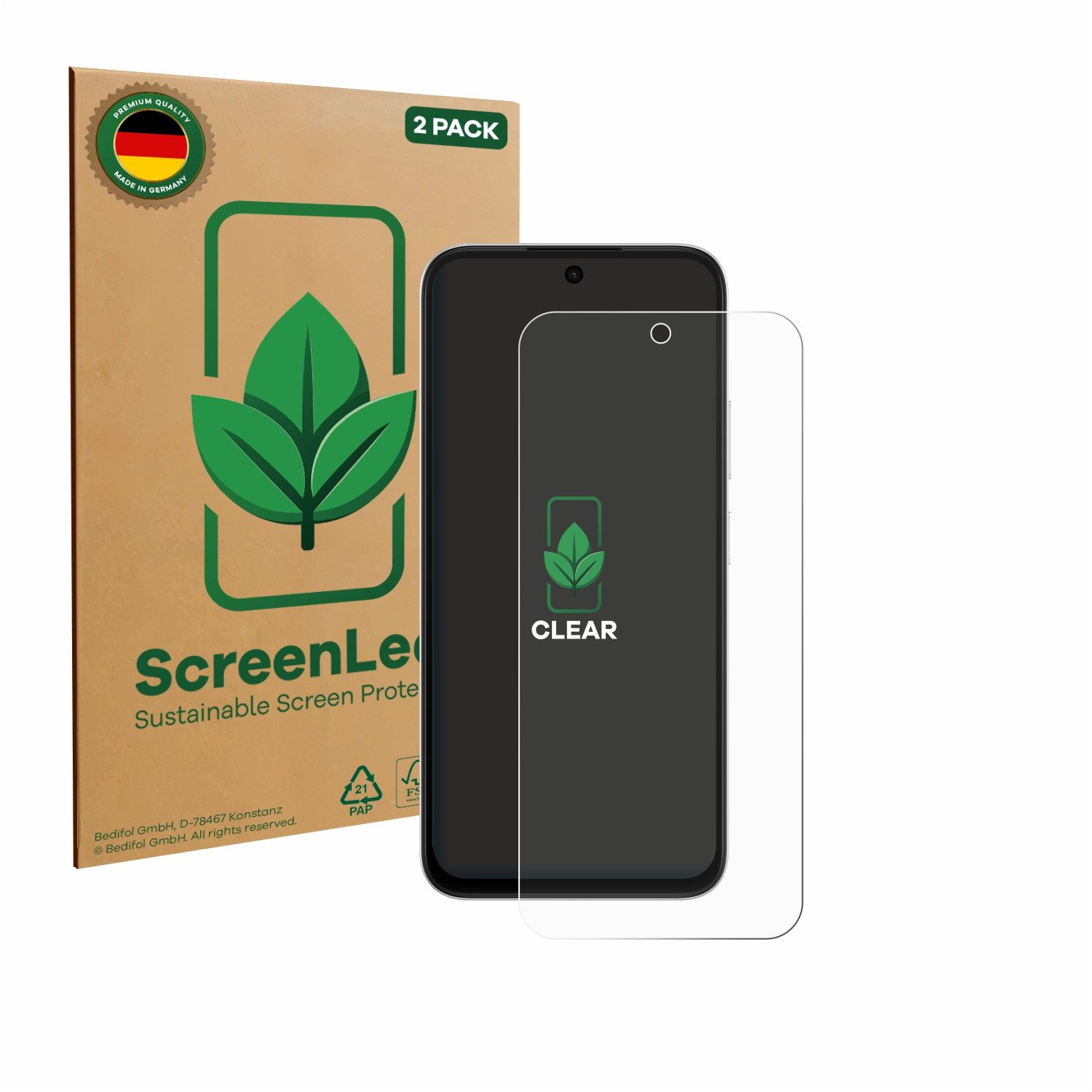 ScreenLeaf Displayschutzfolie Schutzfolie für Oppo A6s 4G, 2 Stück, nachhaltiger Displayschutz Schutz Folie Klar Transparent