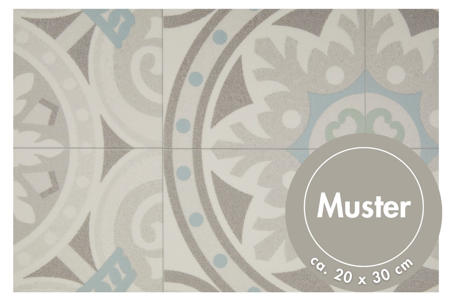 misento Vinylboden Arctic in Boho Fliesenoptik, für Feuchtraum- und Privatbereiche, PVC Bodenbelag Meterware 200/400 cm Breite, 2,8 mm Stärke