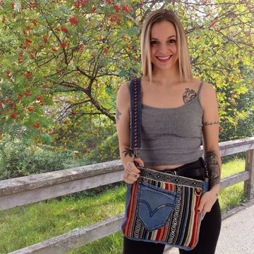 Sunsa Umhängetasche Schultertasche aus Jeans Crossbody Tasche mit Stoff, mit abnehmbaren Schulterriemen, enthält recyceltes Material