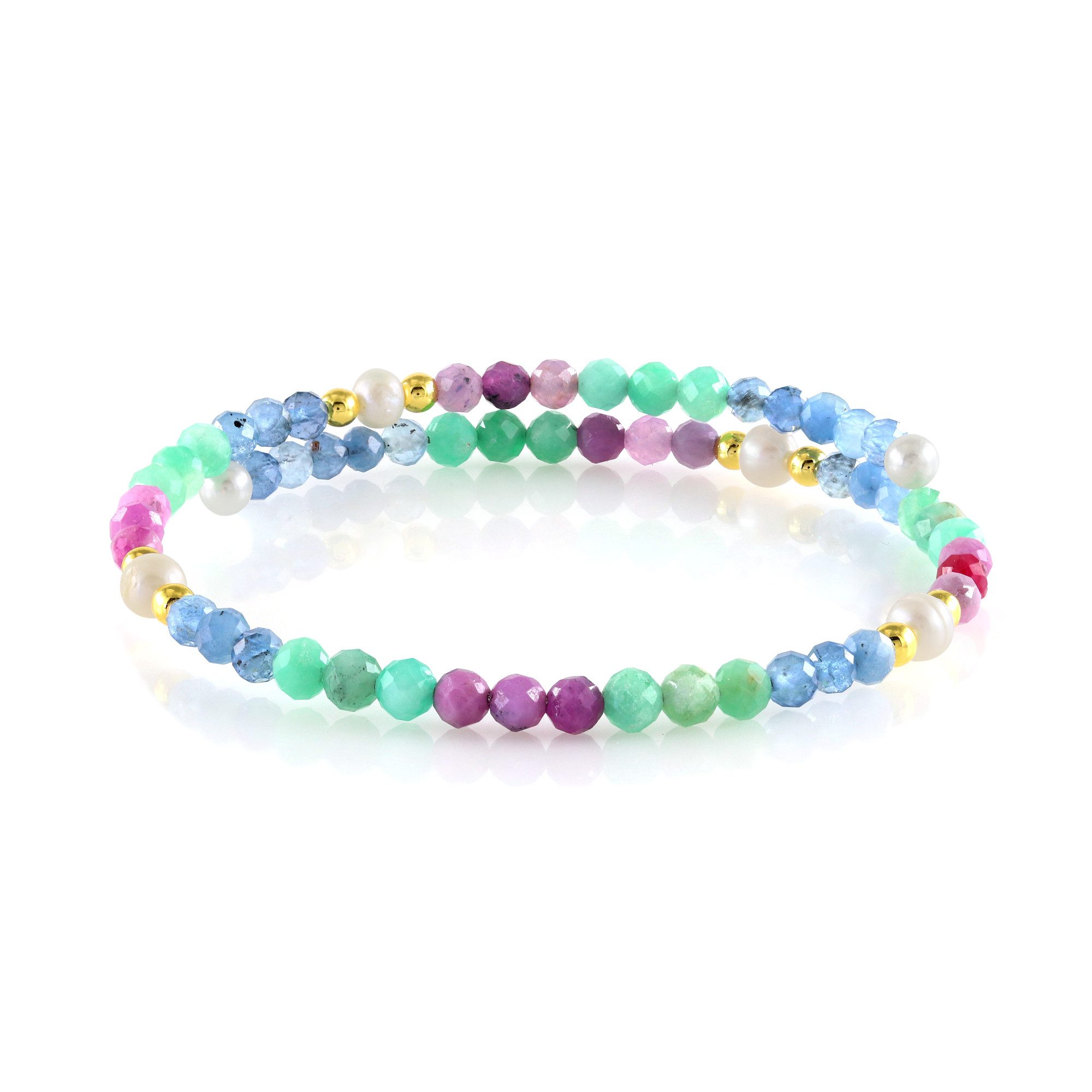 Cavill Armreif Aquamarin Rubin Smaragd Edelstein Stahl Armreif (1-tlg)