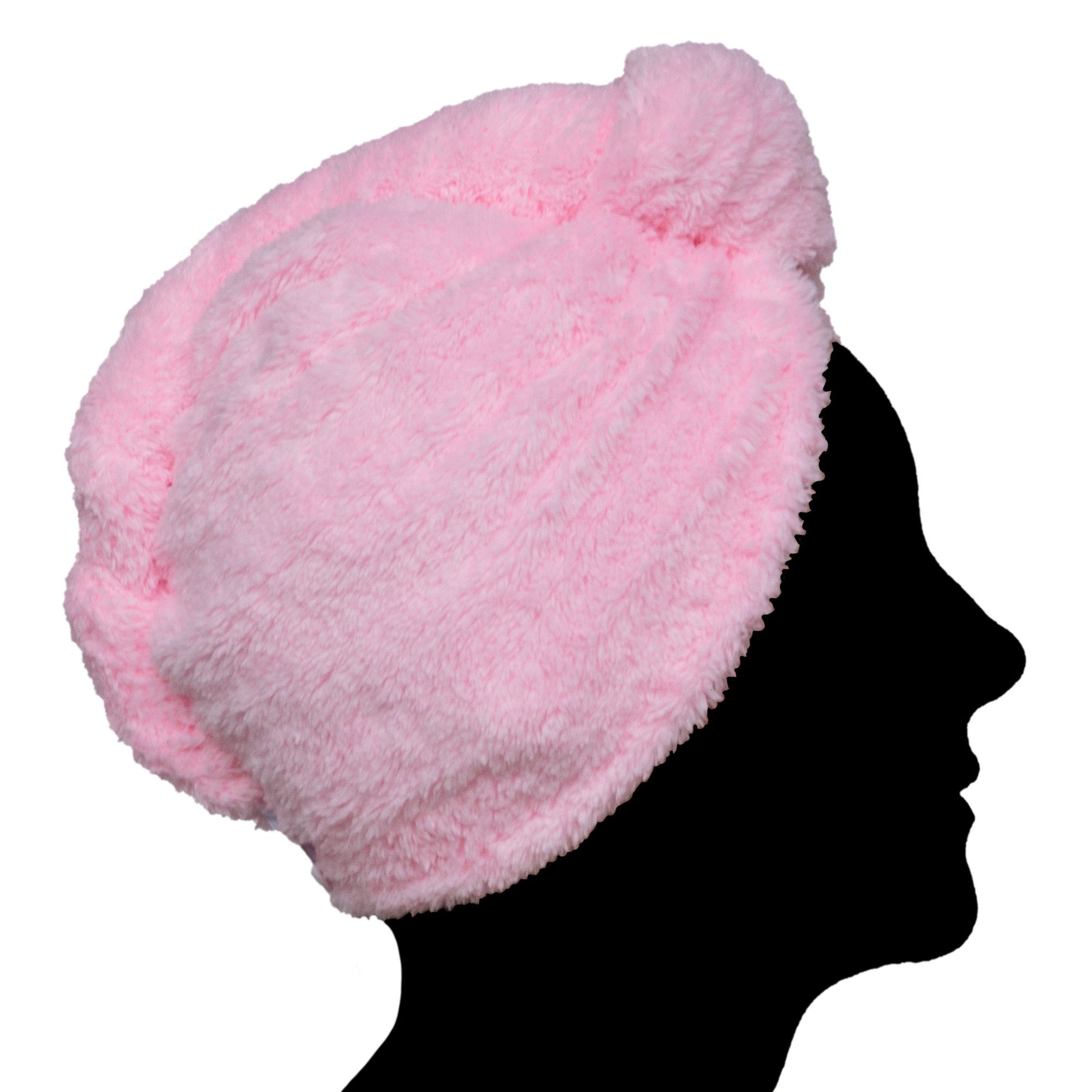 cosey Turban-Handtuch Mikrofaser Turban-Handtuch - Flauschiges Fleece Kopf-Handtuch, (1-St), 400 g/m² Rosa
