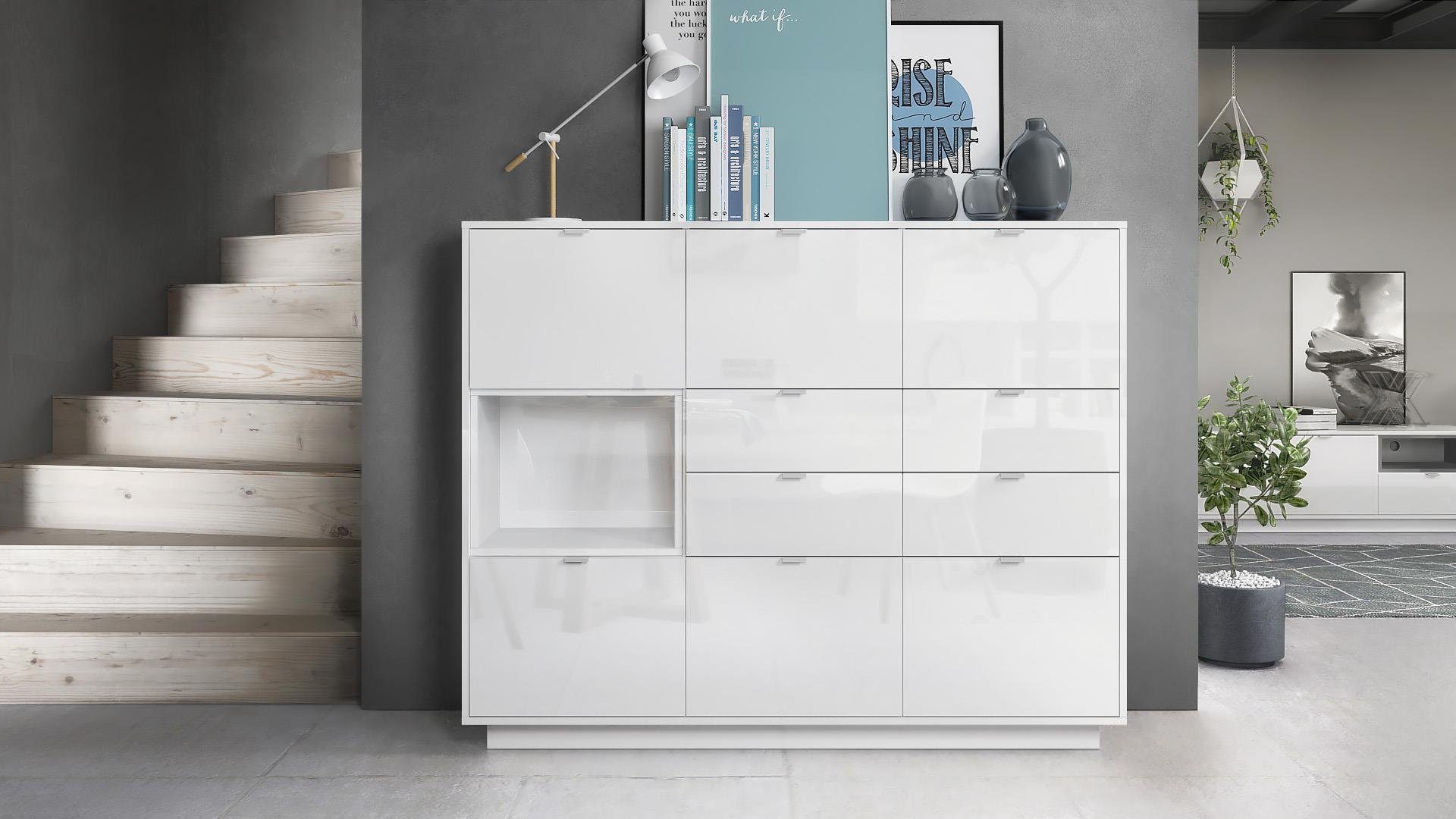 Vladon Highboard Metro V2 (Highboard, mit 6 Türen, 4 Schubladen und 1 offen günstig online kaufen