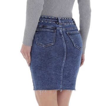 Ital-Design Jeansrock Damen Freizeit Nieten Stretch Jeansrock in Blau