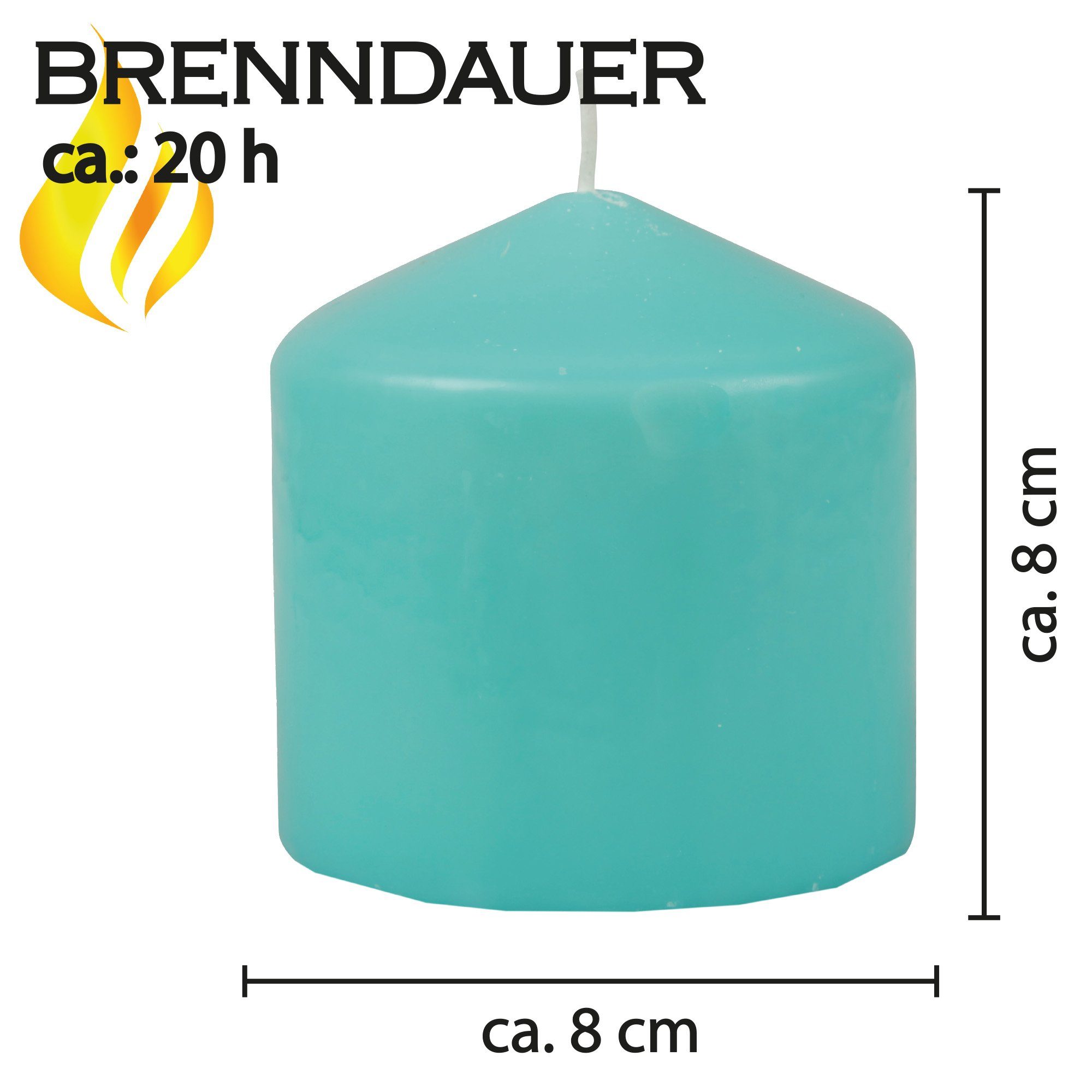 HS Candle Adventskerze Stumpenkerze (1-tlg), Wachskerzen Ø8cm x 8cm Kerzen in vielen Farben