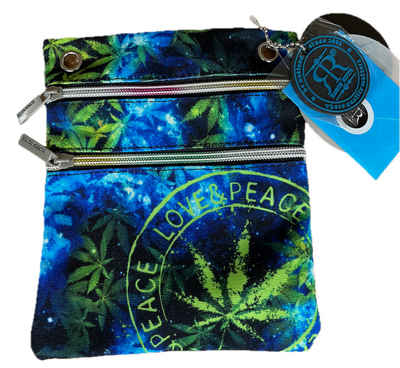 LK Trend & Style Beuteltasche Kleine Utensilien Tasche Robin Ruth (Love Peace Schriftzug, Cannabis Design), Hanf Motiv