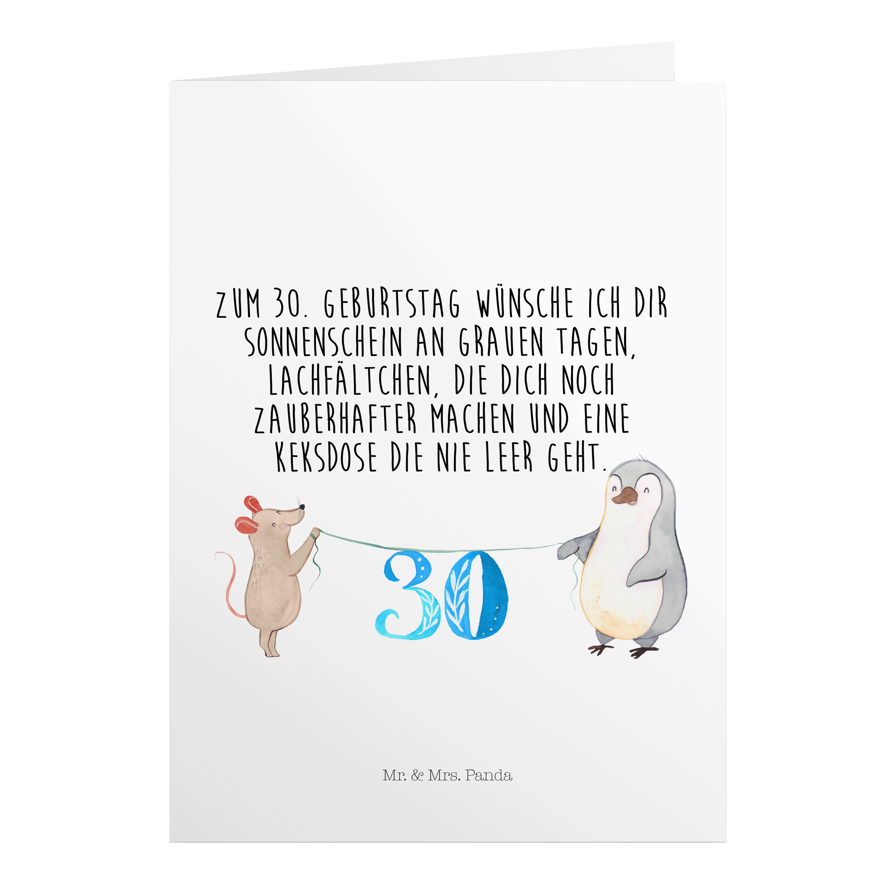 Mr. & Mrs. Panda Geburtstagskarten 30. Geburtstag Maus Pinguin - Weiß - Geschenk, Geburtstagsgeschenk, H
