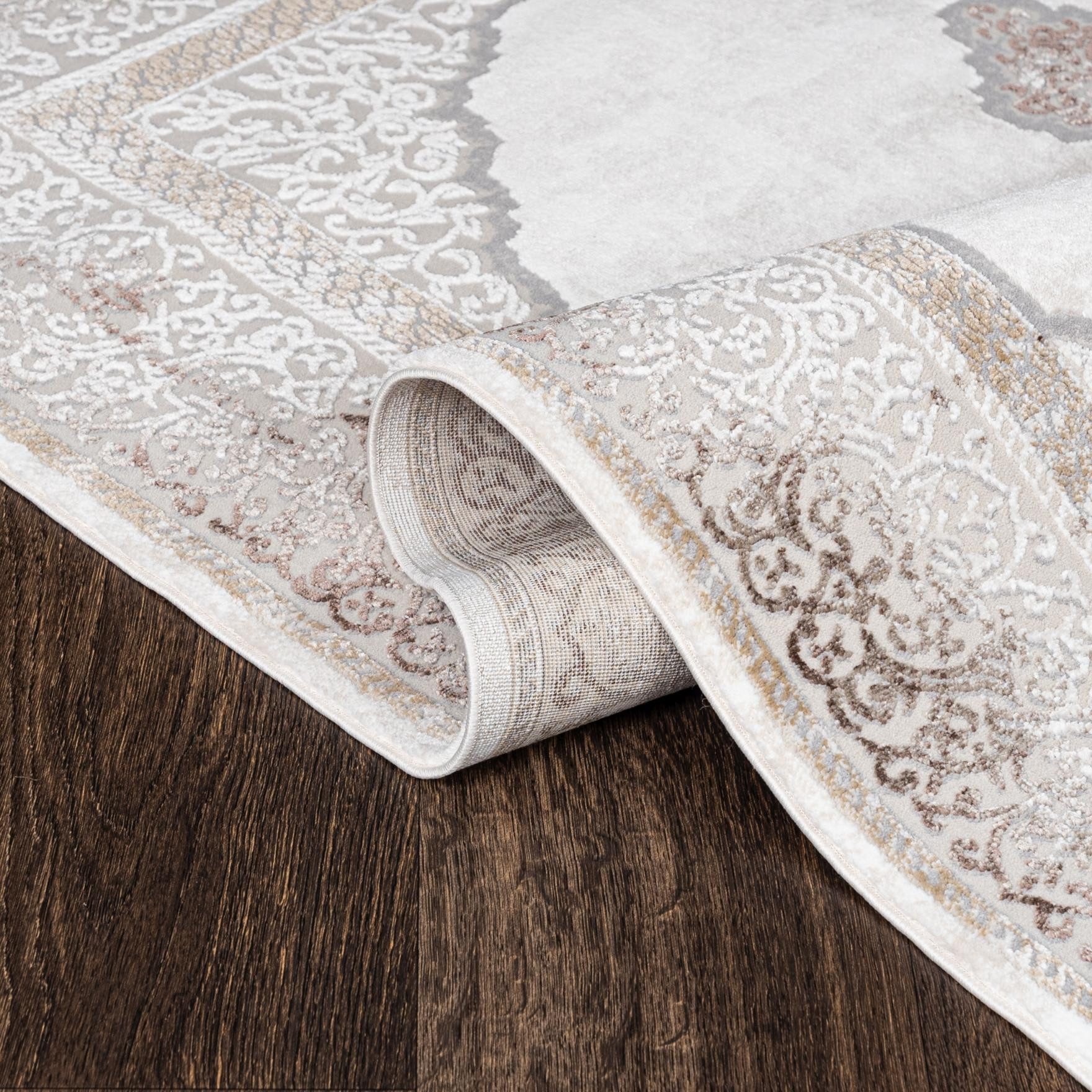 Mazovia Orientteppich Klassisch Bordüre Beige Creme Wohnzimmer, Schlafzimmer, Esszimmer, Fußbodenheizung – Bild 4 von 5