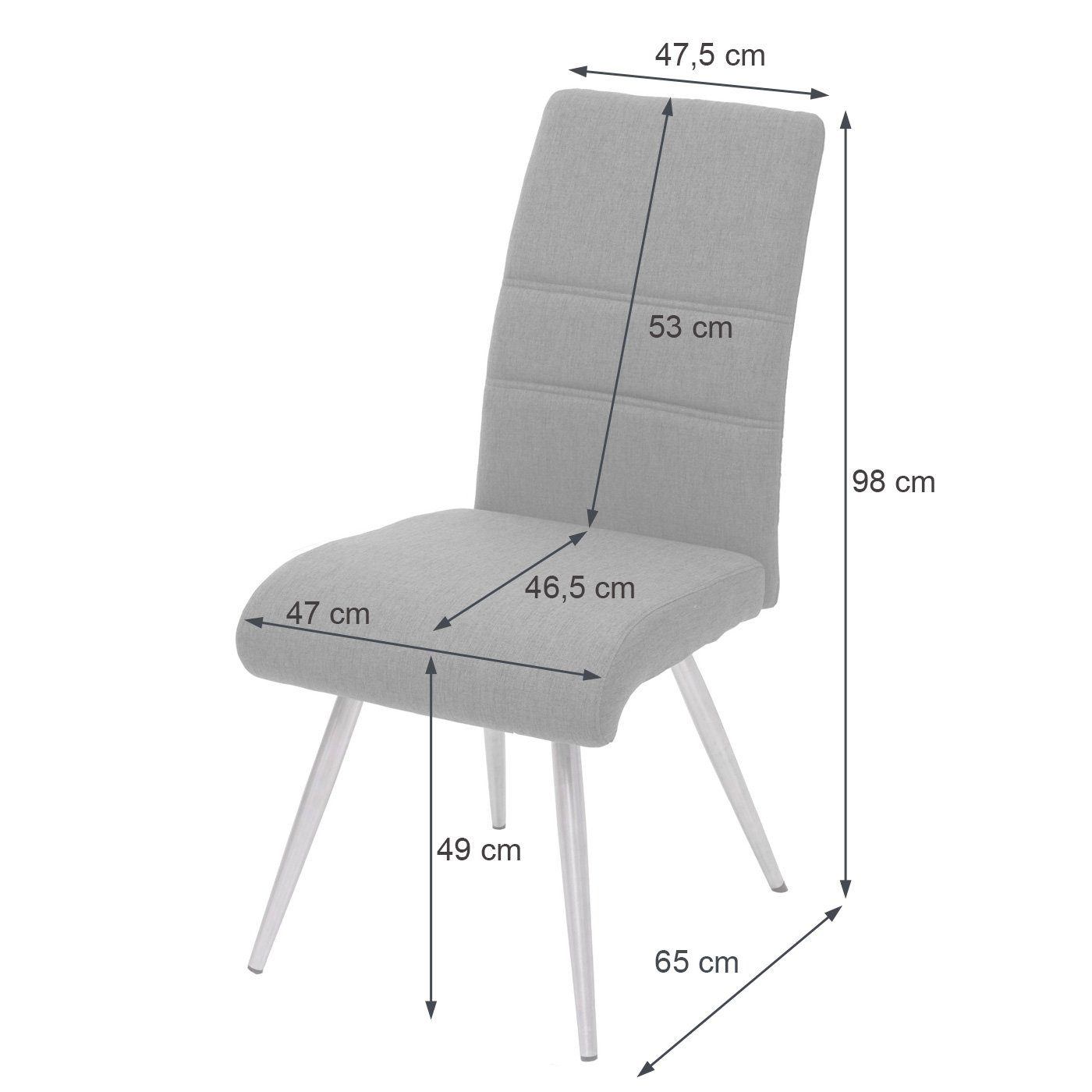 ohne Armlehne, Inklusive St), Fußbodenschoner, (Stühle 6er-Set, dekorative Ziernaht 6 MCW-G55-3 MCW Esszimmerstuhl glänzende