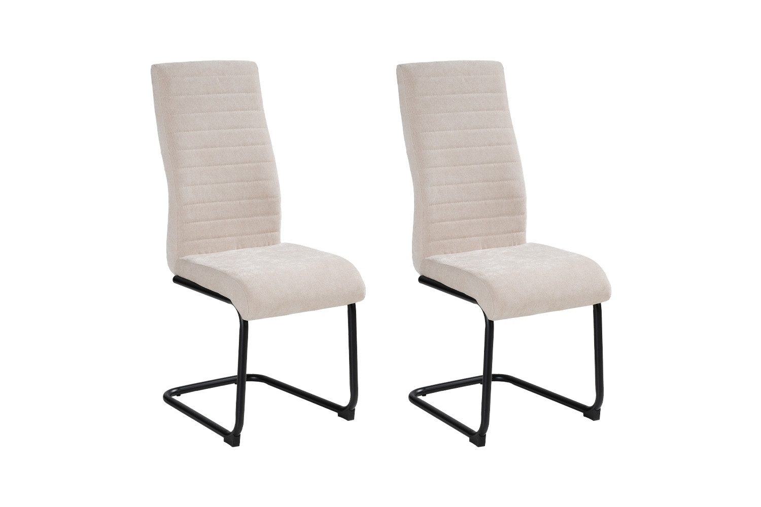 Home4You Freischwinger Schwingstuhl, Beige, Webstoff, Metallgestell, mit Quersteppung