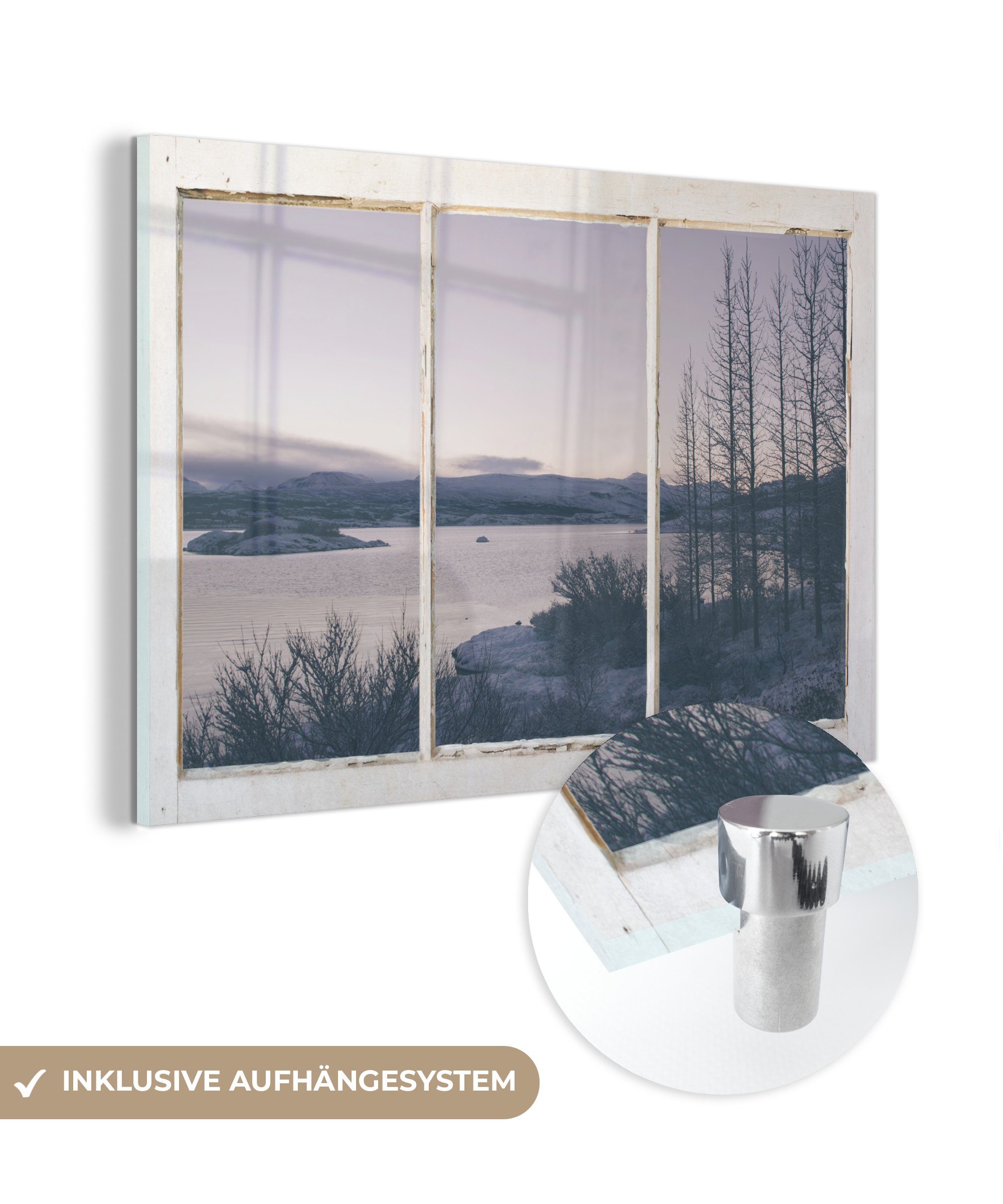 MuchoWow Acrylglasbild Aussicht - See - Berg, (1 St), Glasbilder - Bilder auf Glas Wandbild - Foto auf Glas - Wanddekoration