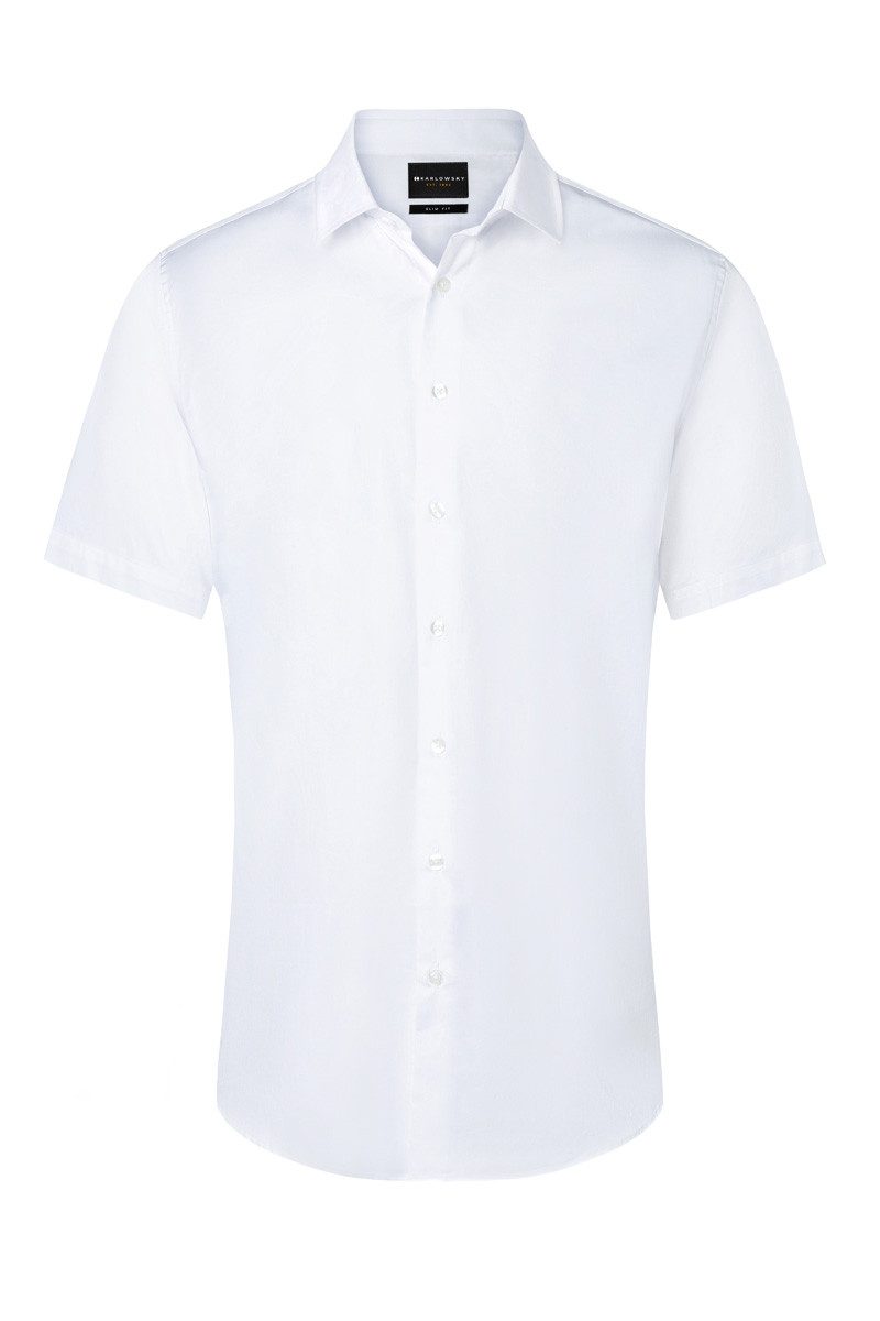 Karlowsky Fashion Kurzarmhemd KARLOWSKY Herren Hemd ACTIVE-STRETCH Kurzarm Kent Slim-Fit Weiß