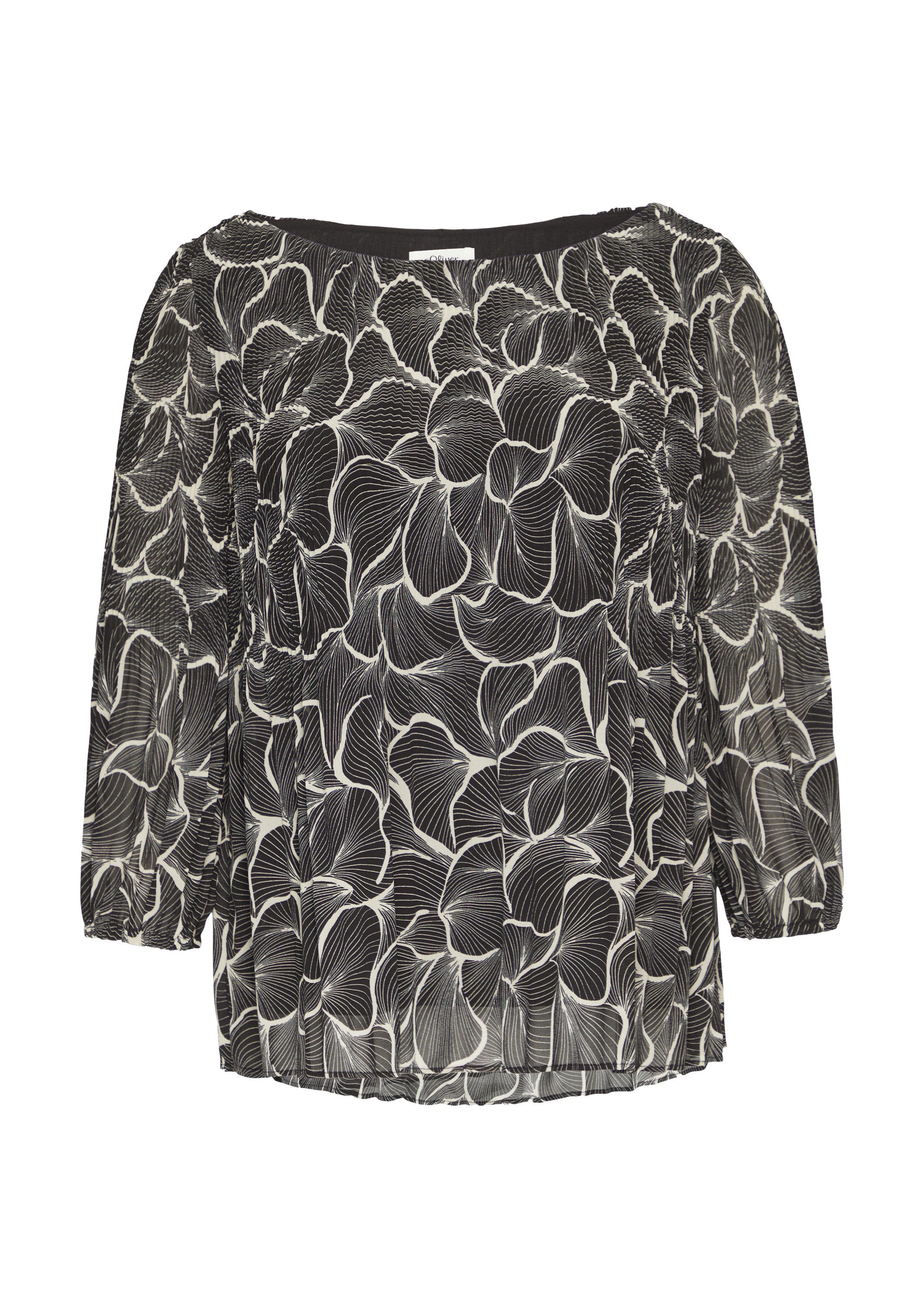 s.Oliver Kurzarmbluse Bluse Bluse in feinem Plisée mit abstrakter Musterung günstig online kaufen