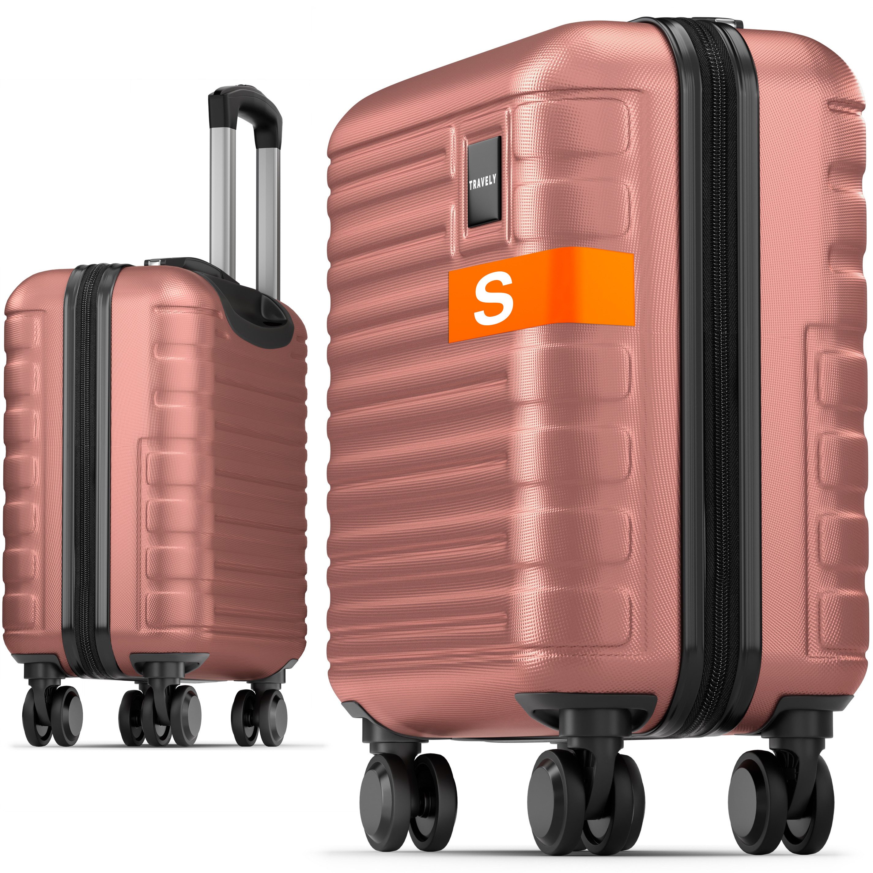Travely Handgepäck-Trolley Polycarbonat Handgepäck Koffer 45x36x20cm - für Easyjet etc, 4 Rollen