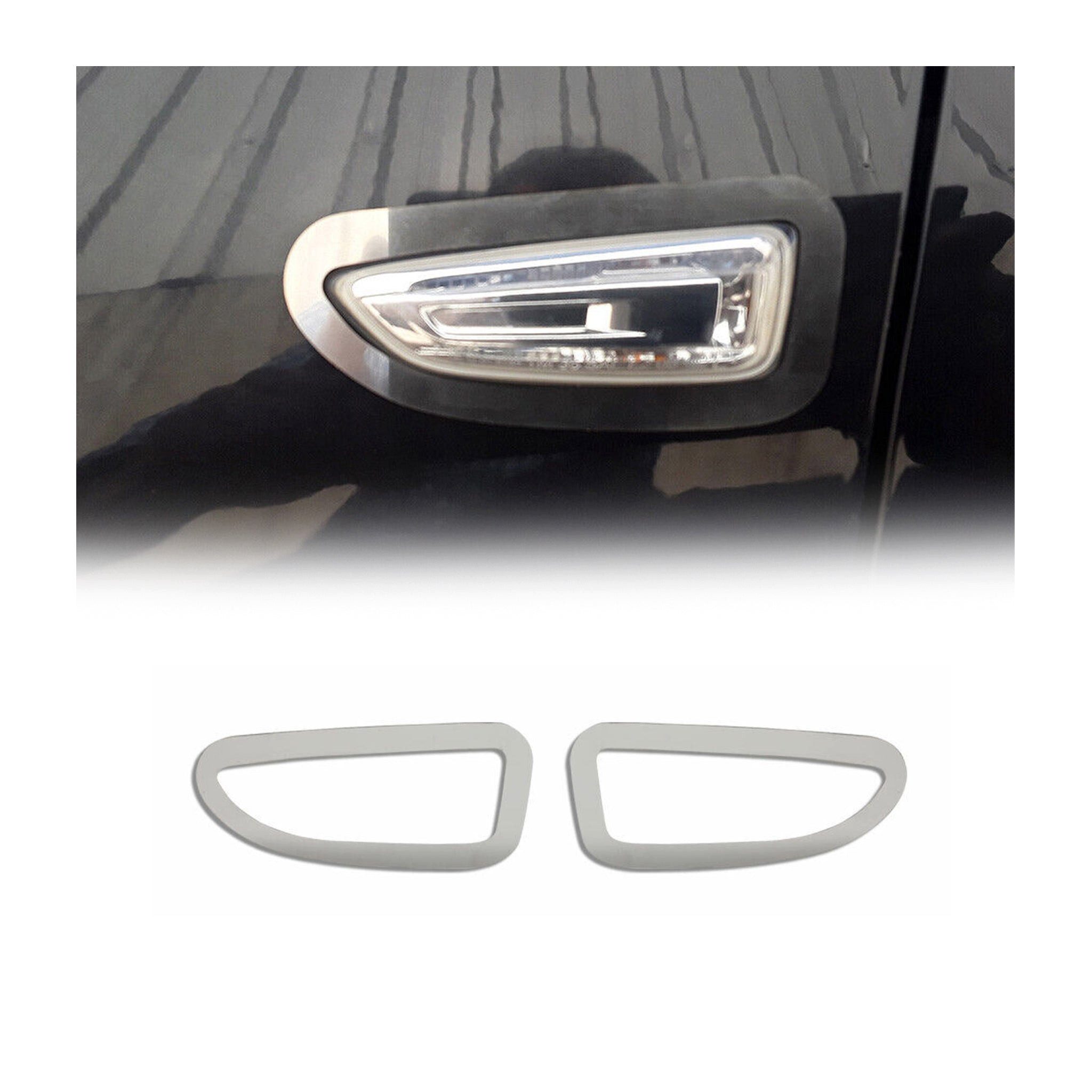 OMAC Zierleisten-Aufkleber Blinkerrahmen Seitenblinker für Opel Grandland X Edelstahl Silber, (2tlg), Langlebig,Einfache Reinigung,Einfache Installation,Rostbeständig