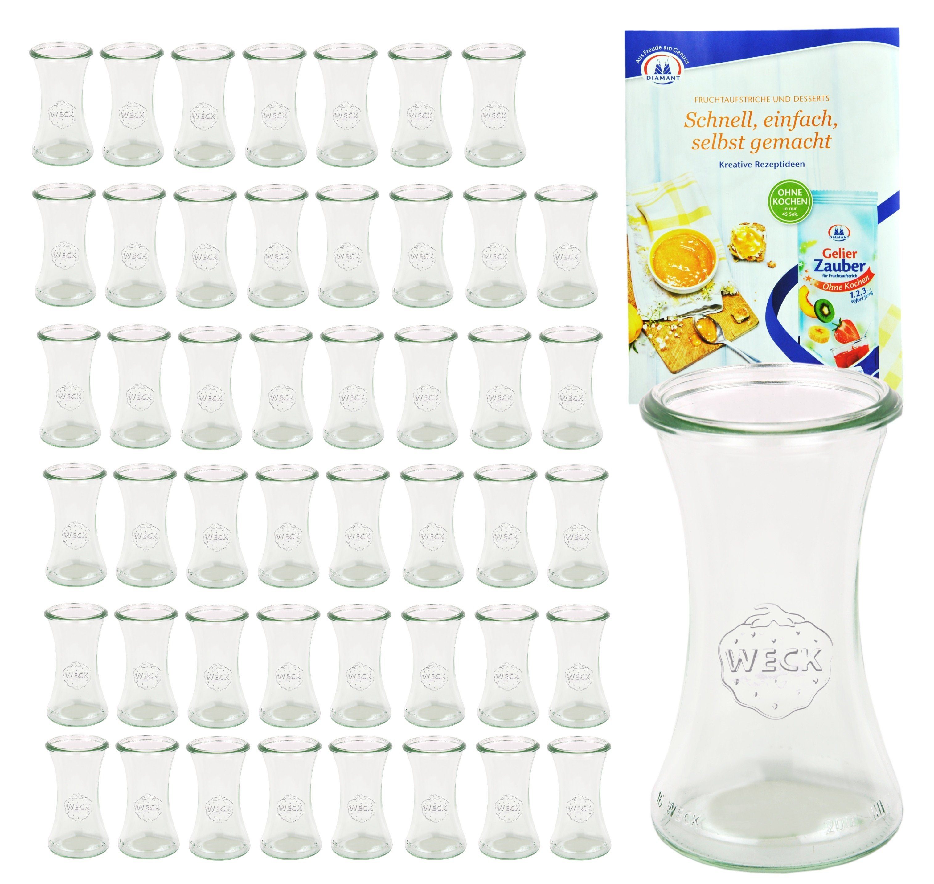 MamboCat Einmachglas 48er Set Weck Gläser 200ml Delikatessenglas inkl. Rezeptheft, Glas