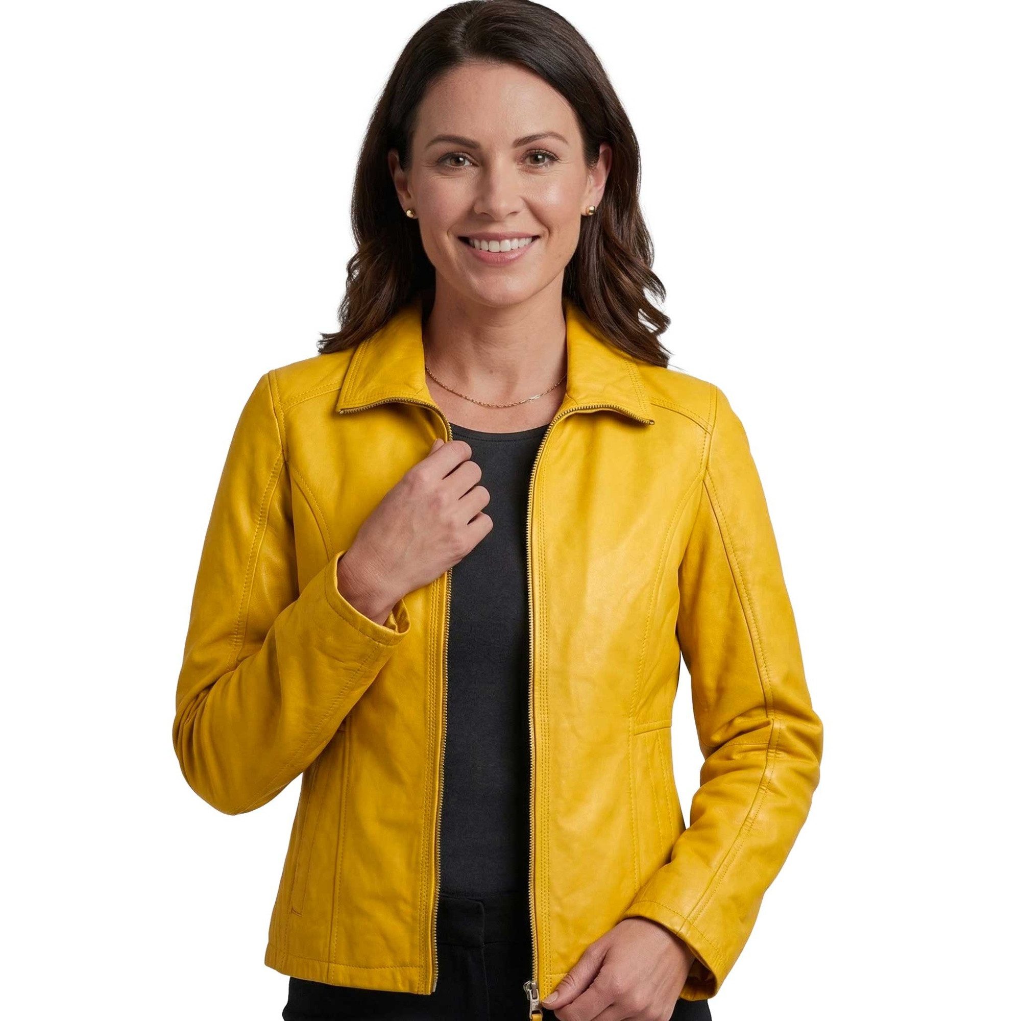 Jilani Lederjacke Kaja Jilani Collection - Damen Lederjacke Lammnappa gelb – Bild 2 von 5