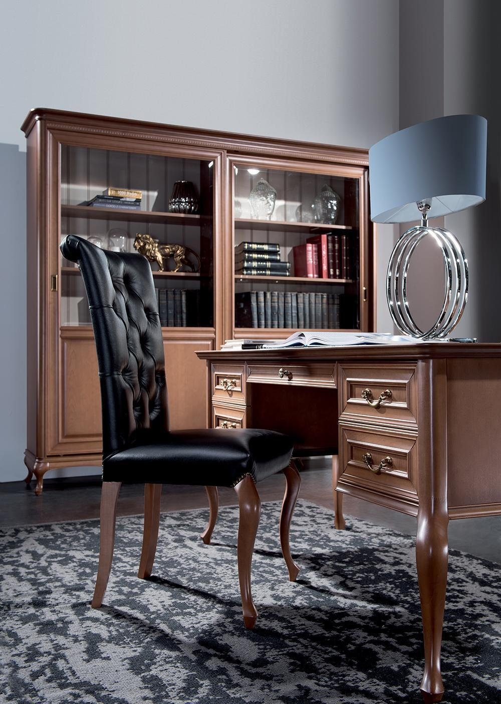 JVmoebel Schreibtisch Klassischer Schreibtisch mit Sessel Luxus Büro Holz Möbel