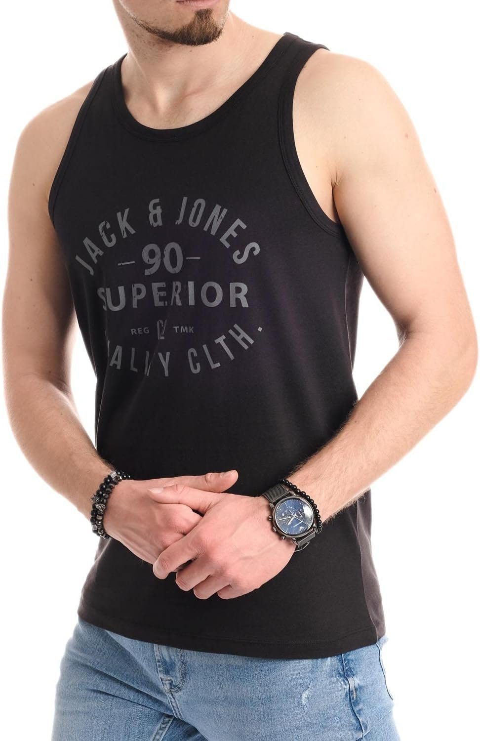 Jack & Jones Tanktop Bedrucktes Shirt aus Baumwolle (2er-Pack) mit Print
