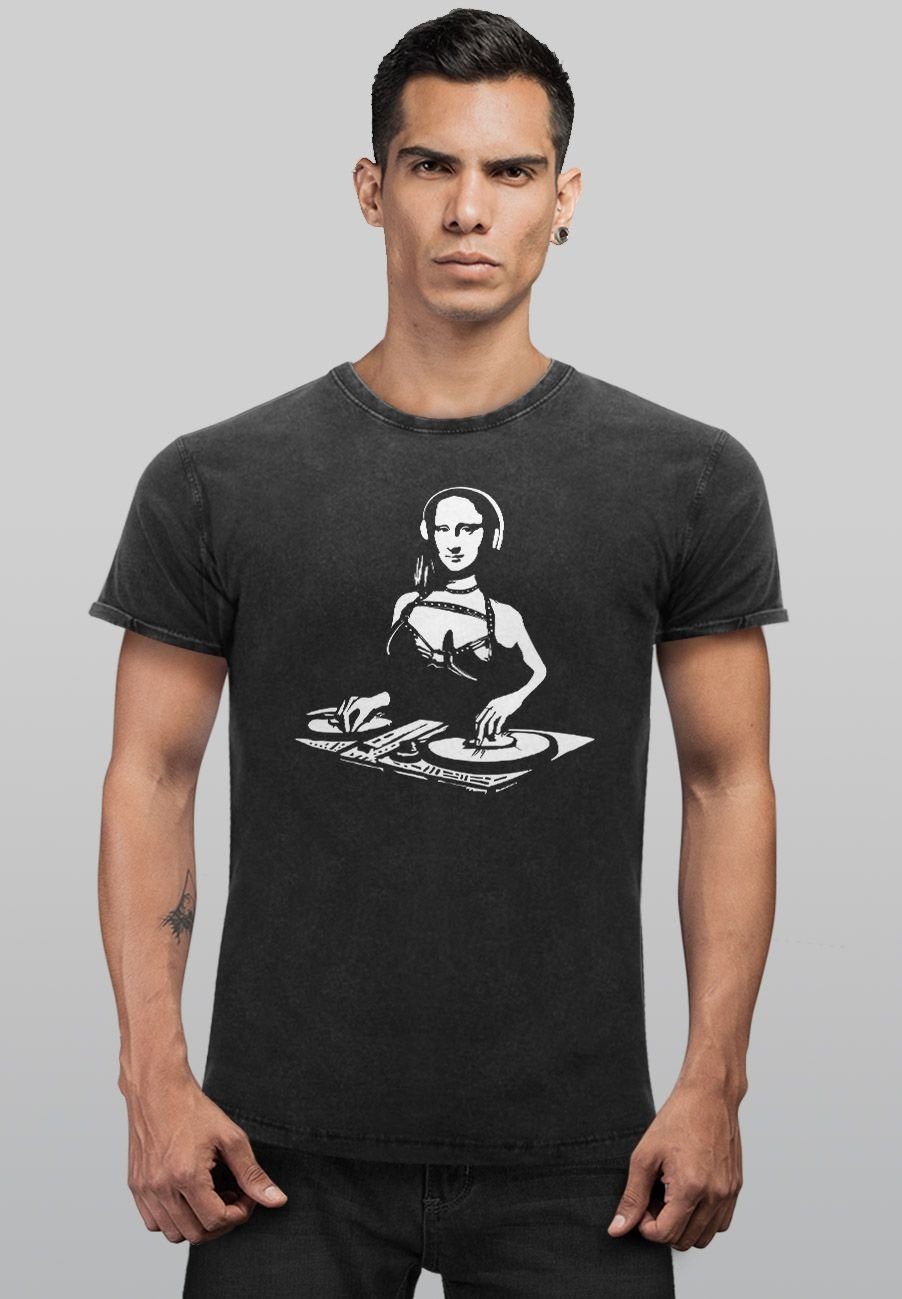 Festival Techno Print Electronic DJ Herren Rav Mona Music Shirt Lisa Vintage mit Print-Shirt Neverless