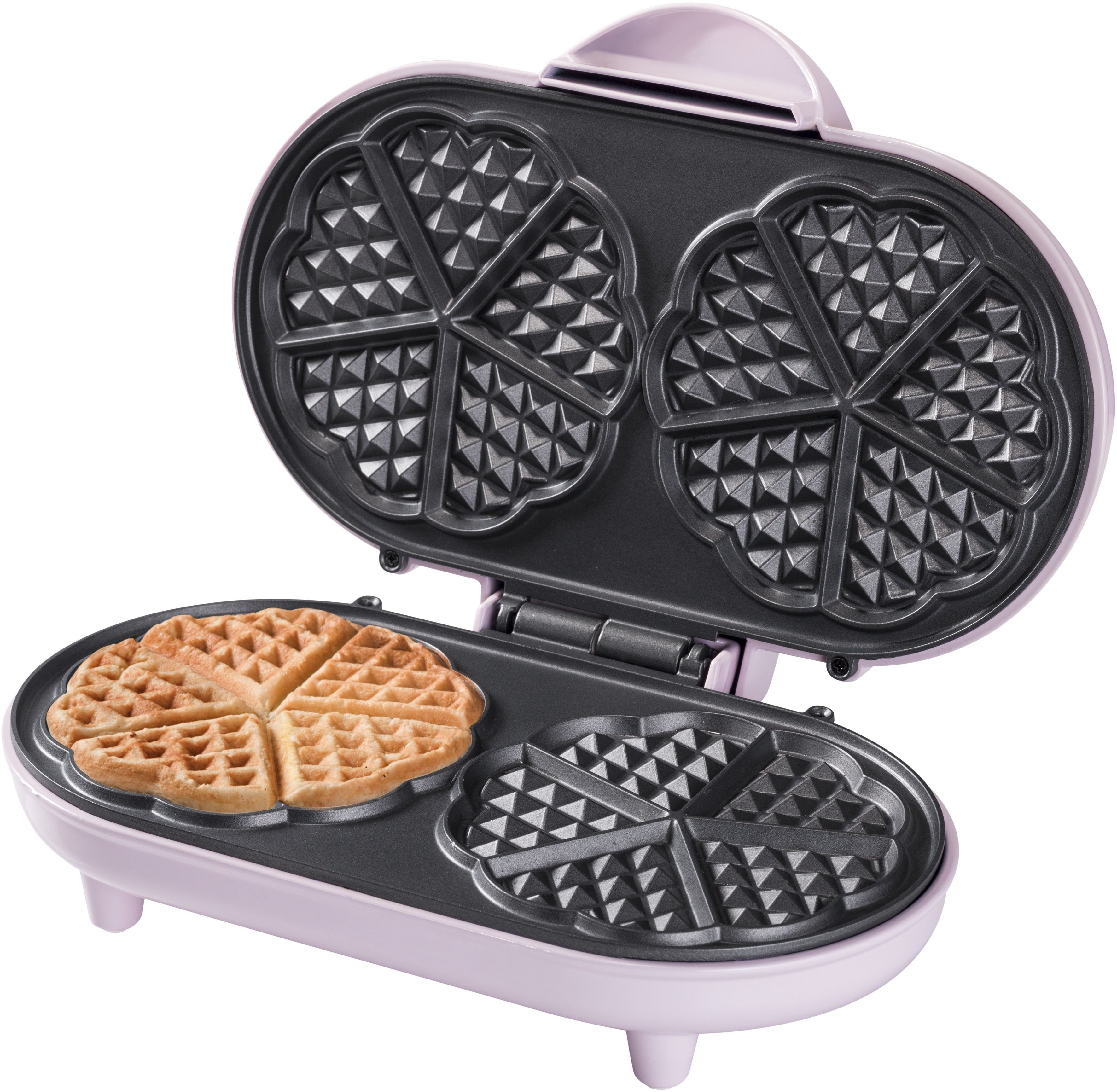 bestron Waffeleisen ADWM1000P Doppel-Waffelmaker, 1000 W, für klassische Herzwaffeln, Antihaftbeschichtung