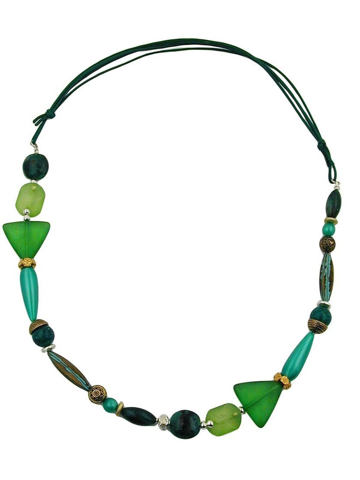 Gallay Perlenkette Kette mint-patina-dunkelgrün-bicolor (1-tlg) | Perlenketten