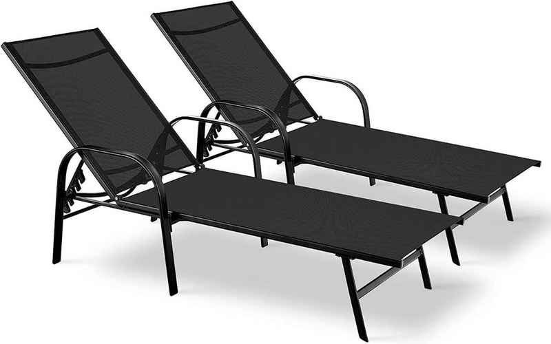 MVPower Gartenliege, 2 St., klappbarer Liegestuhl, Verstellbare Rückenlehne, ergonomisches Design, solide und sicher, Freizeit genießen,194 x 95 x 69cm,bis 150kg