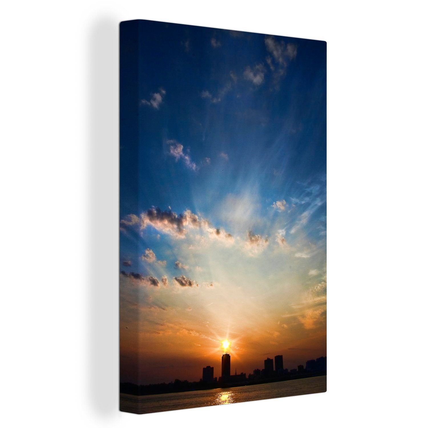 OneMillionCanvasses® Leinwandbild Ein farbenfroher Sonnenaufgang über Baton Rouge, USA, (1 St), Leinwandbild fertig bespannt inkl. Zackenaufhänger, Gemälde, 20x30 cm