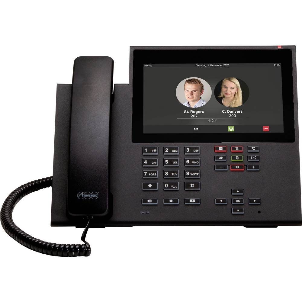 (Freisprechen, Kabelgebundenes Headsetanschluss, Auerswald Telefon Anrufsignalisierung) Optische Premium-SIP-Telefon