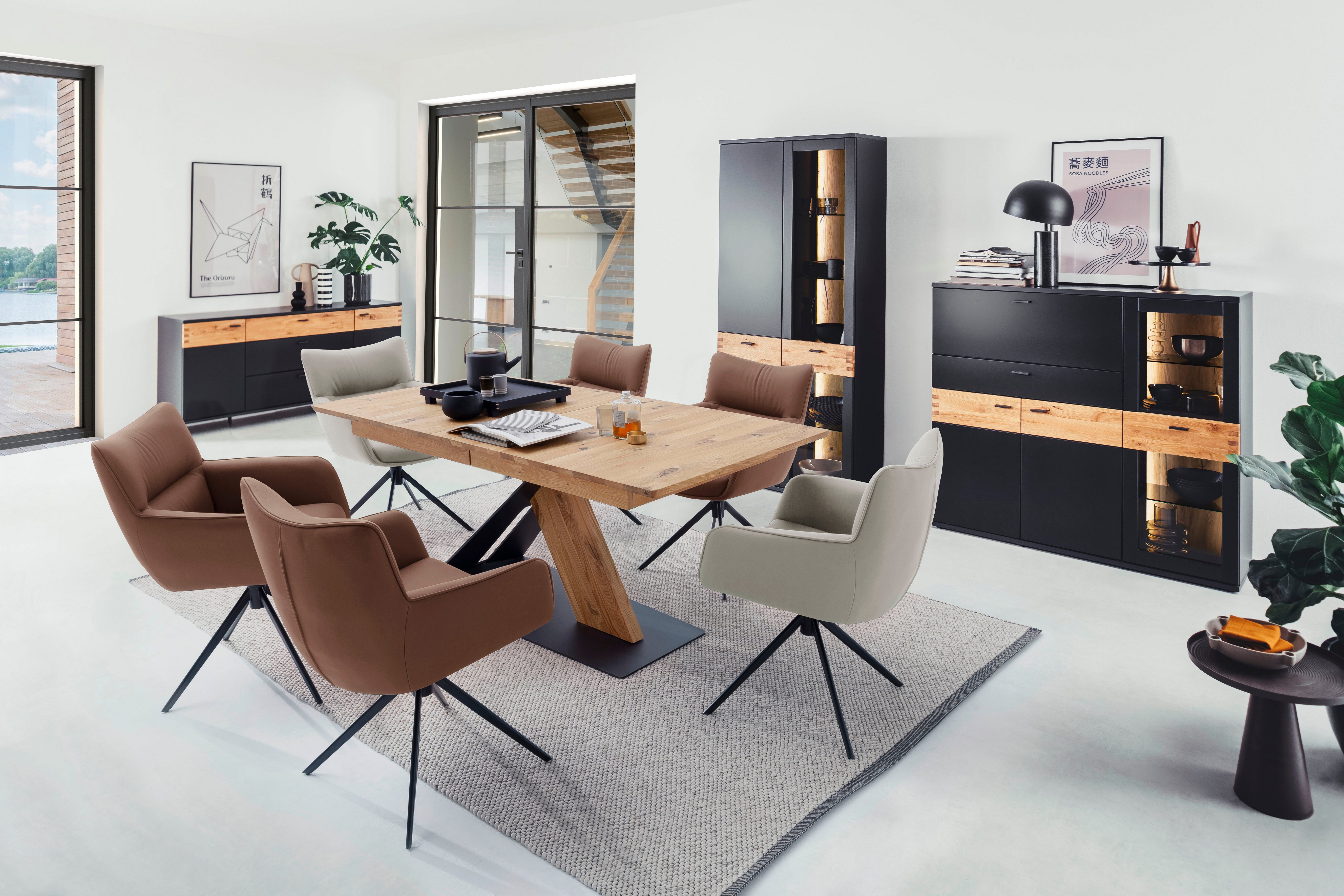 MCA furniture Esszimmerstuhl | schwarz rostbraun | rostbraun lackiert LIMONE matt