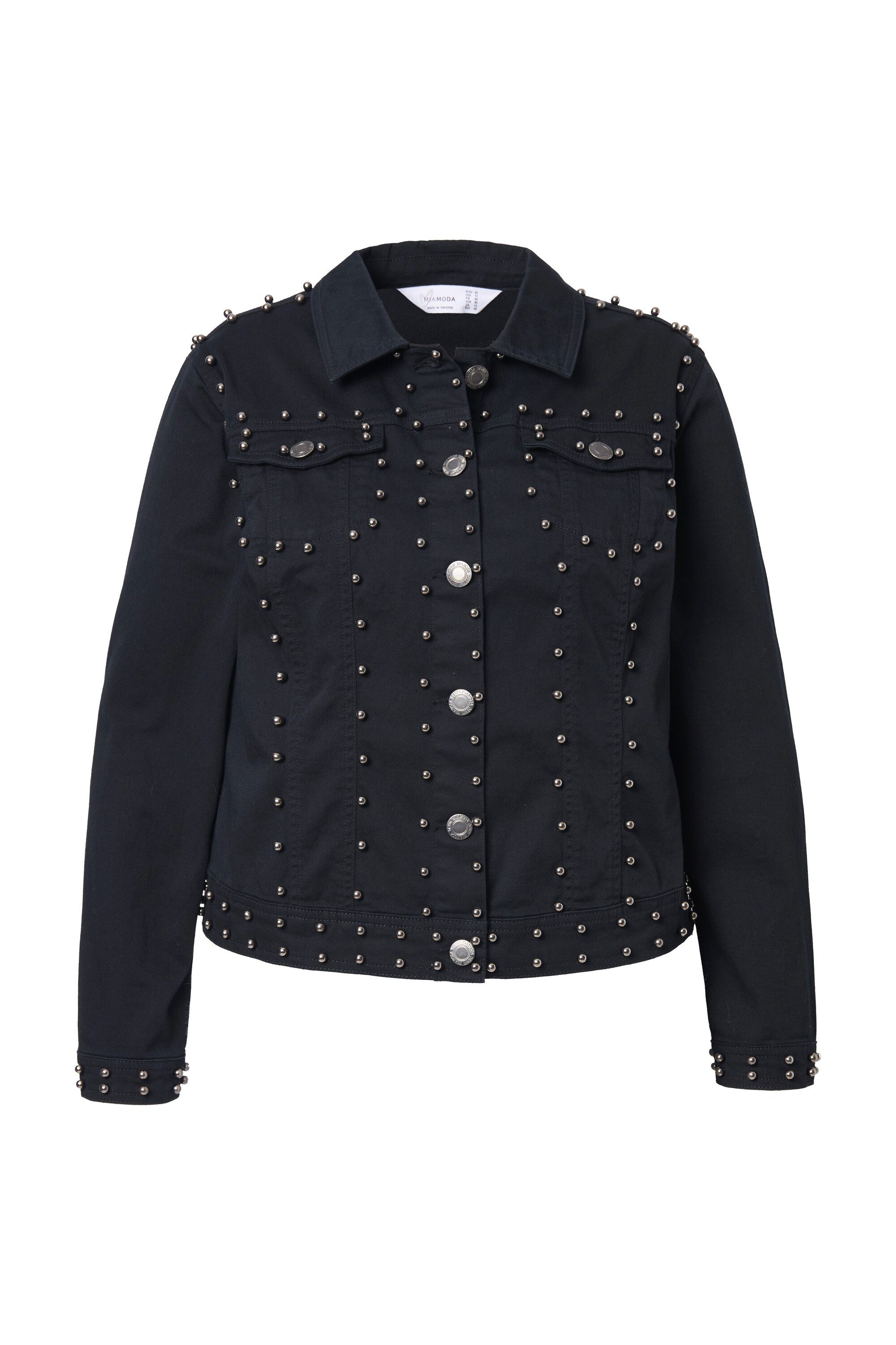 MIAMODA Jeansjacke Jeansjacke BlackBlack Denim Zierperlen günstig online kaufen